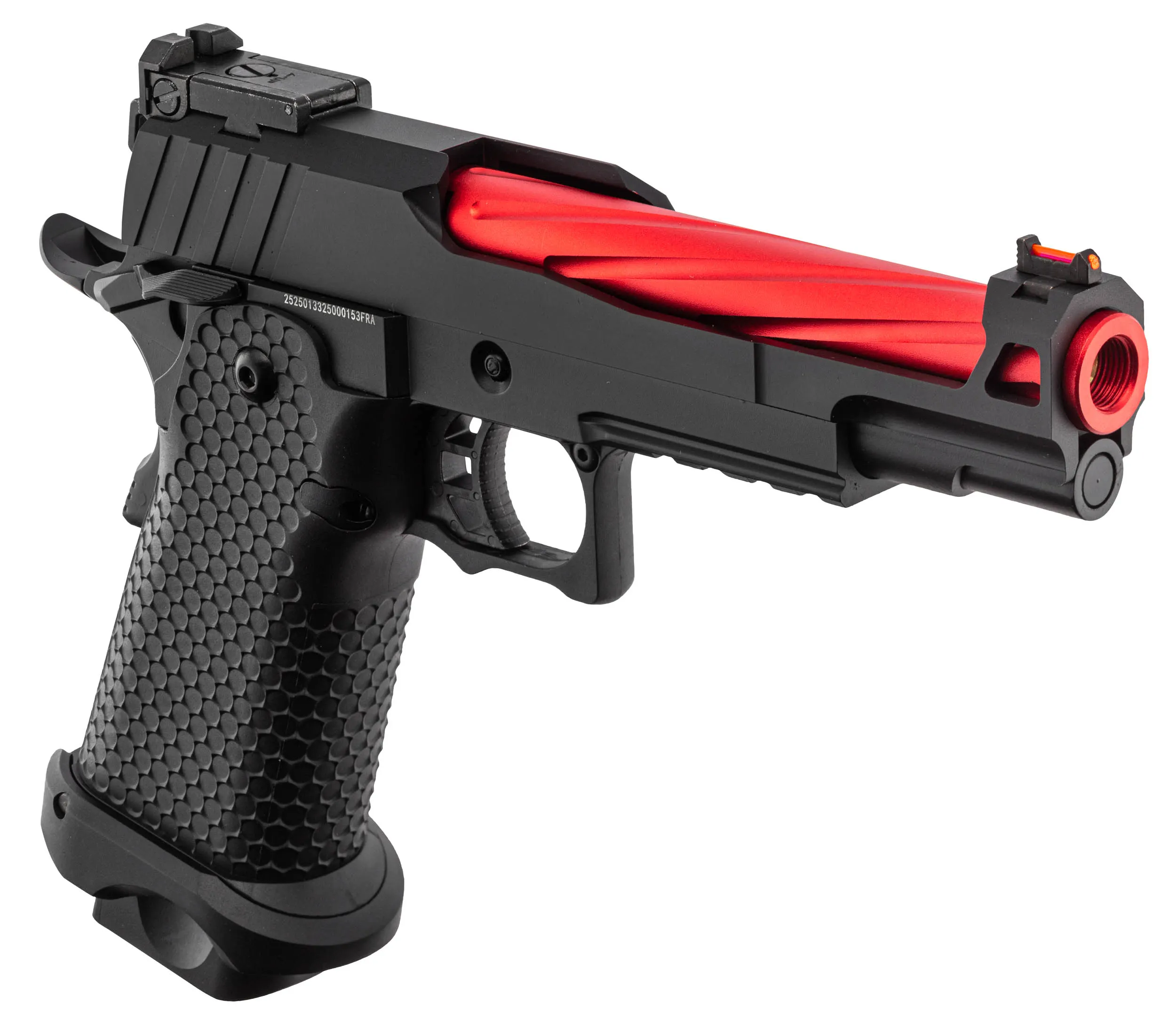 Golden Eagle 5.1 Hi-Capa Fluted GBB Airsoft Pistole, Black/Red