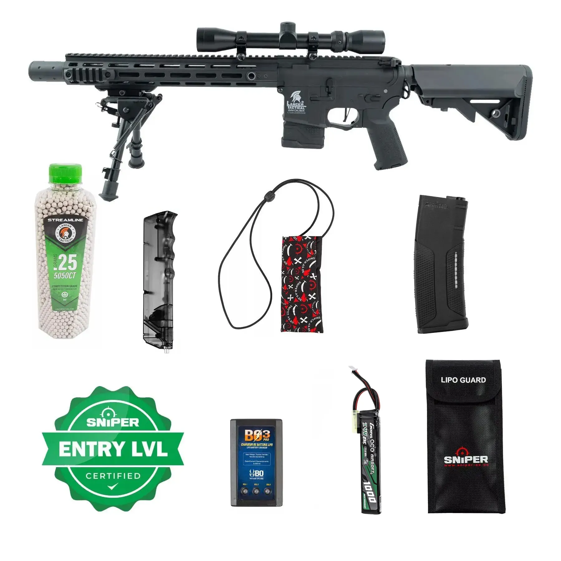 Einsteiger Set #1 - LT-32 DMR w/ Scope & Bipod (S)AEG, Black