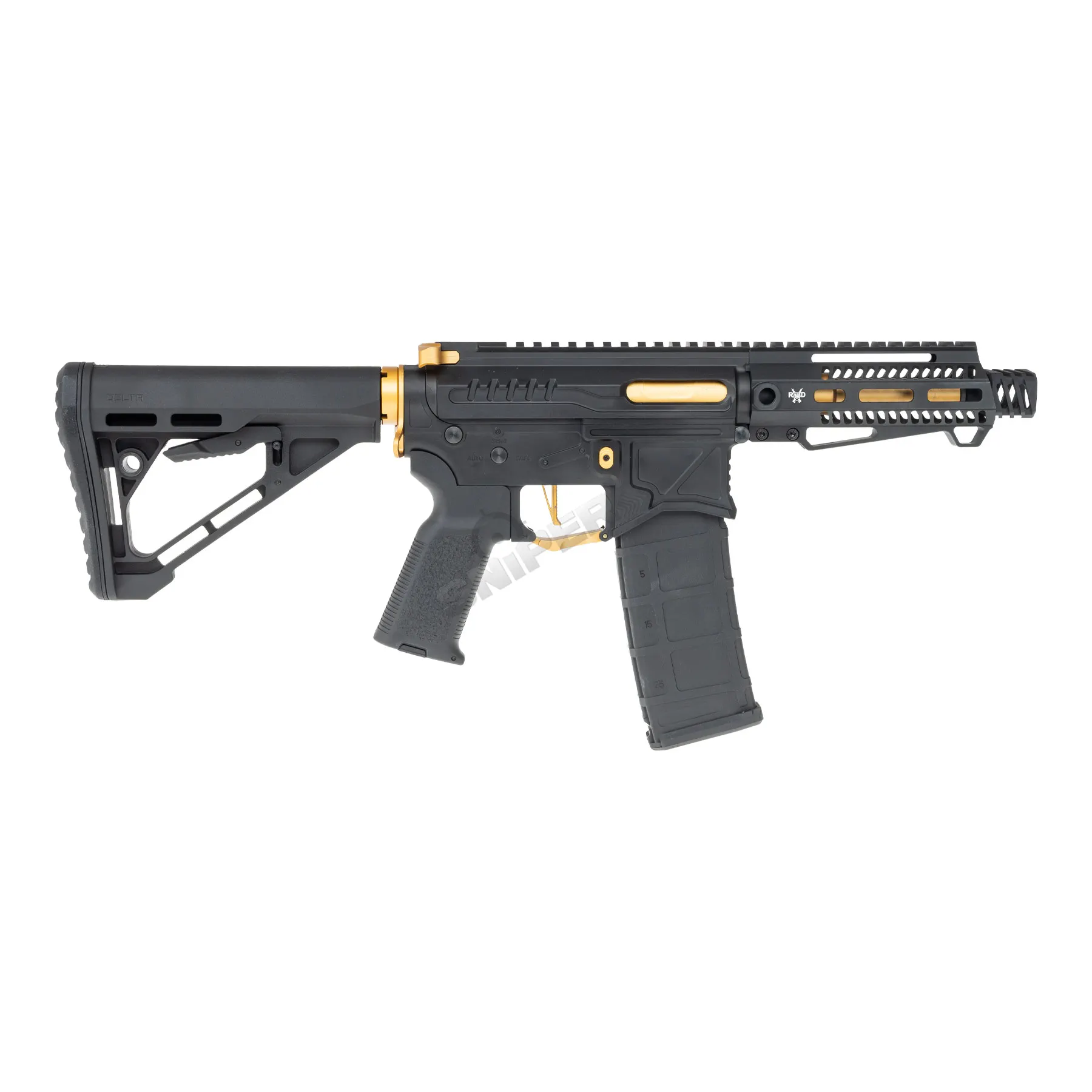 Zion Arms PW9 M4 M-Lok 6" (S)AEG, Black/Gold Zion Arms PW9 M4 M-Lok 6" (S)AEG, Black/Gold