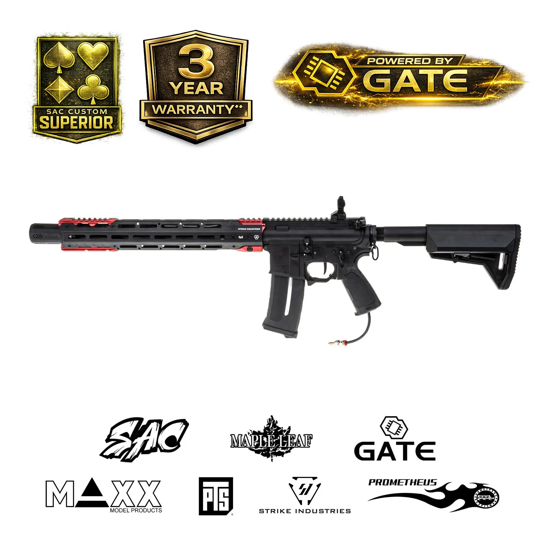 SAC x Pulsar D2 Strike Industries Gridlock 15", Black/Red