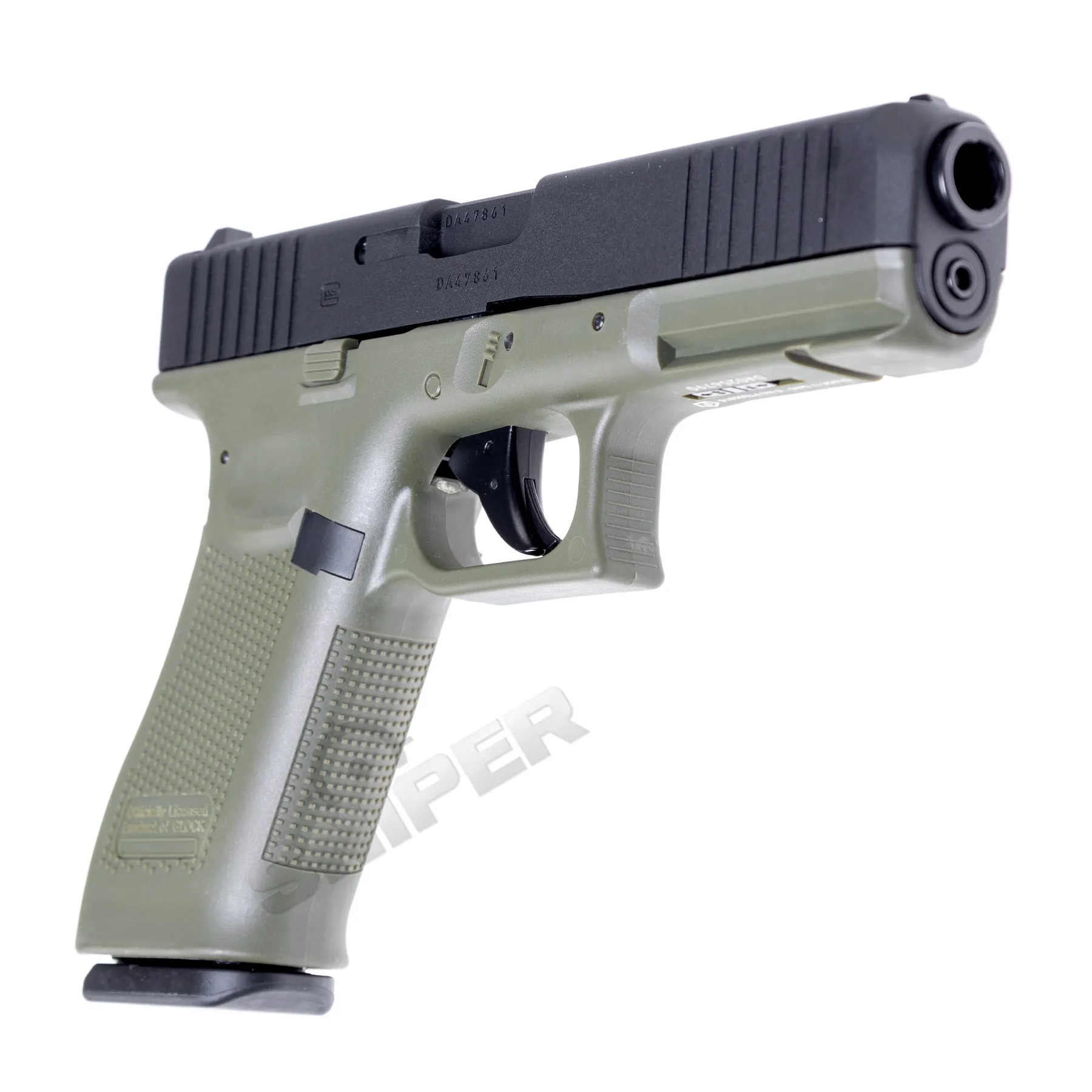 Glock 17 Gen 5 GBB Softair Pistole, Black/Green
