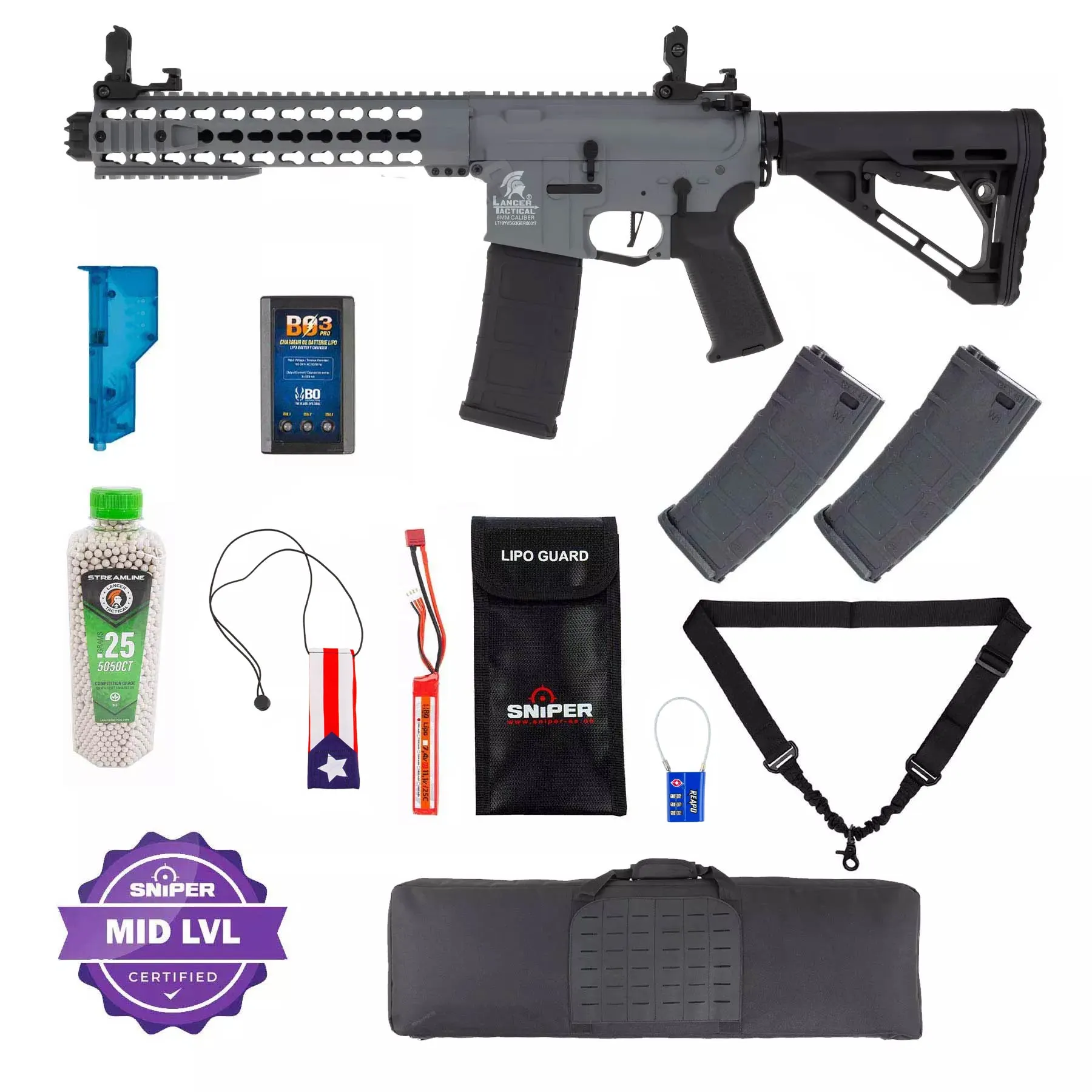 Einsteiger Set #3 - Lancer LT-19 Keymod Gen 3 (S)AEG, Gray Einsteiger Set #3 - Lancer LT-19 Keymod Gen 3 (S)AEG, Gray