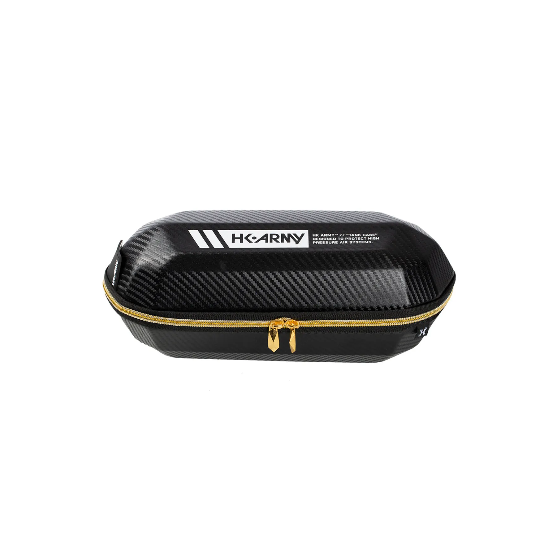 HK Army Carbon Fiber Exo Tank Case w/ Gold Zipper, Black