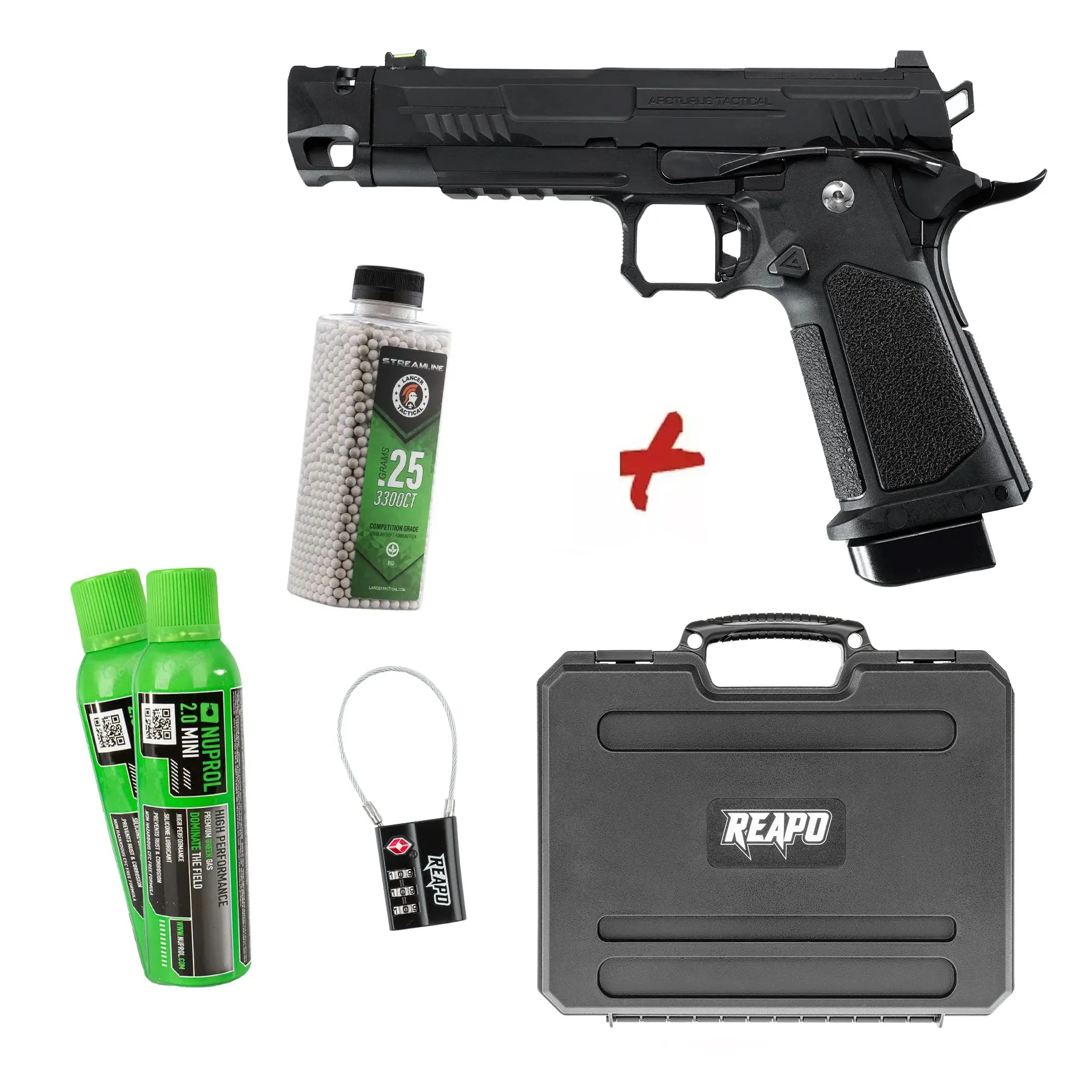 Bundle Deal #2 - Arcturus Vanguard 4.3 Hi-Capa w/ Silencer GBB Pistole, Black