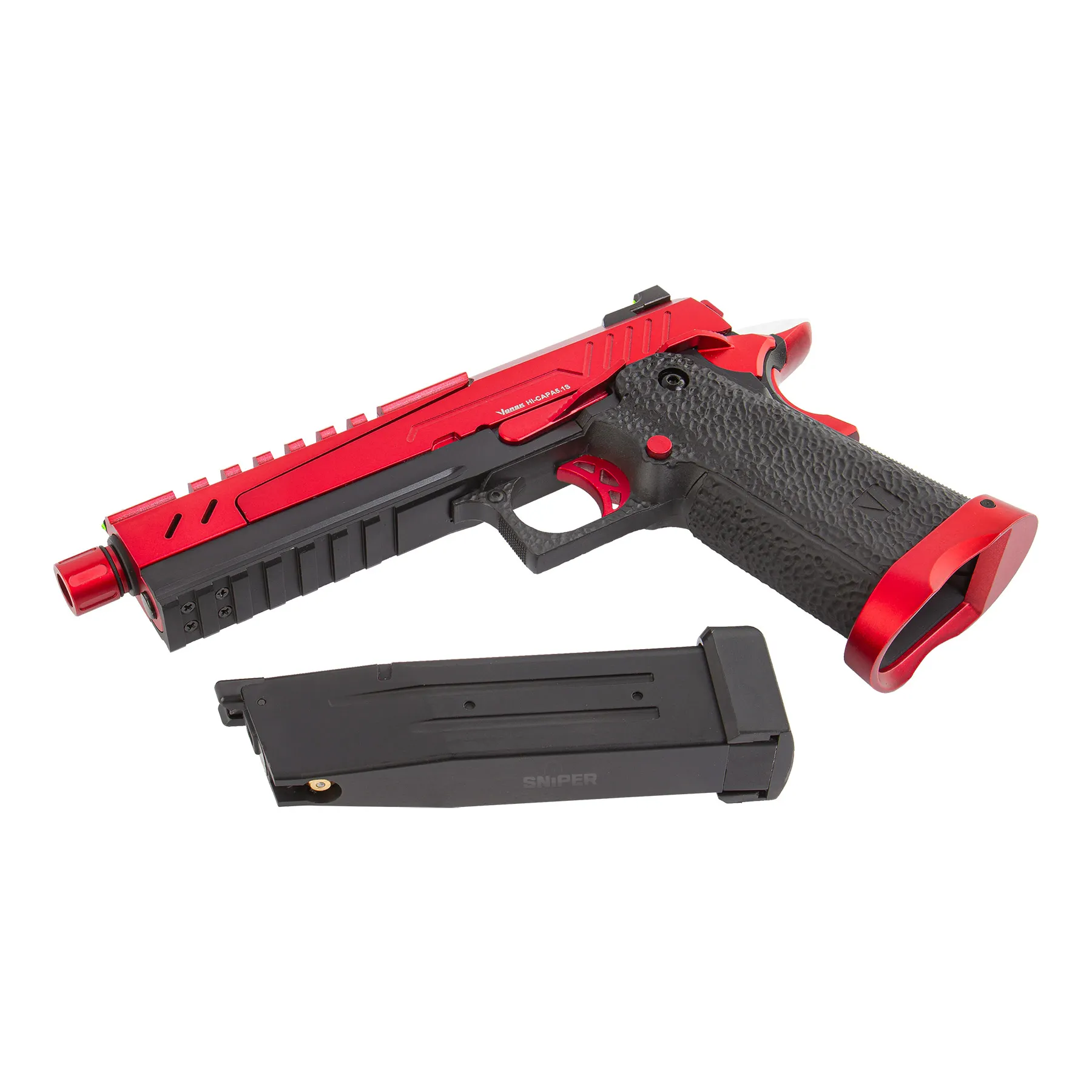 Vorsk Hi-Capa 5.1 Red/Black Split Slide GBB Softair Pistole Vorsk Hi-Capa 5.1 Red/Black Split Slide GBB Softair Pistole