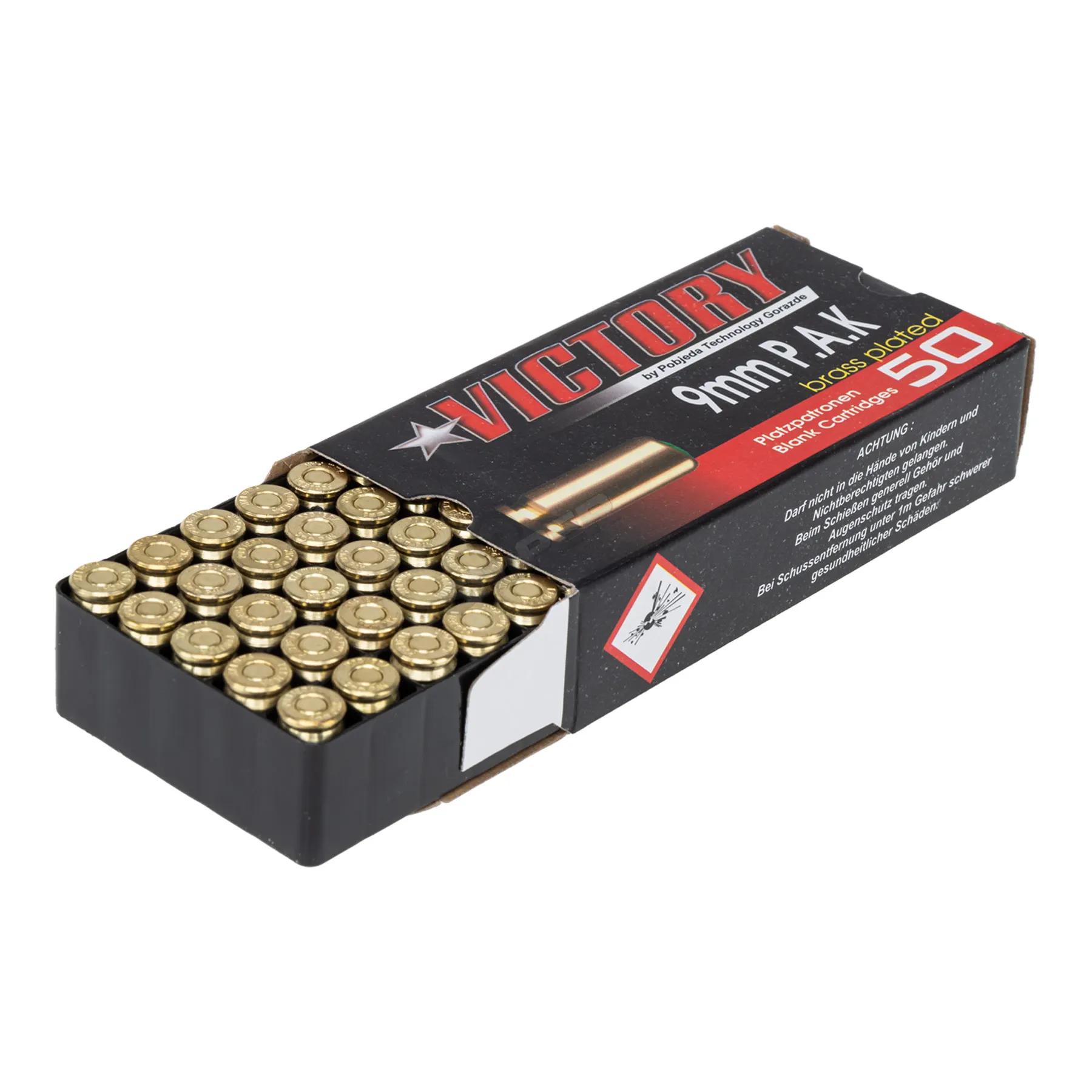 Victory 9mm P.A.K. Platzpatronen, 50 Stück Victory 9mm P.A.K. Platzpatronen, 50 Stück