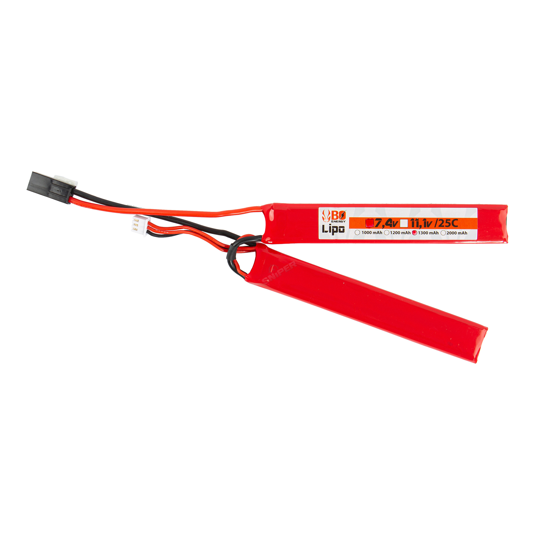 Tamiya 7,4V 1300 mAh 25C LiPo Akku 125mm, 2 Sticks