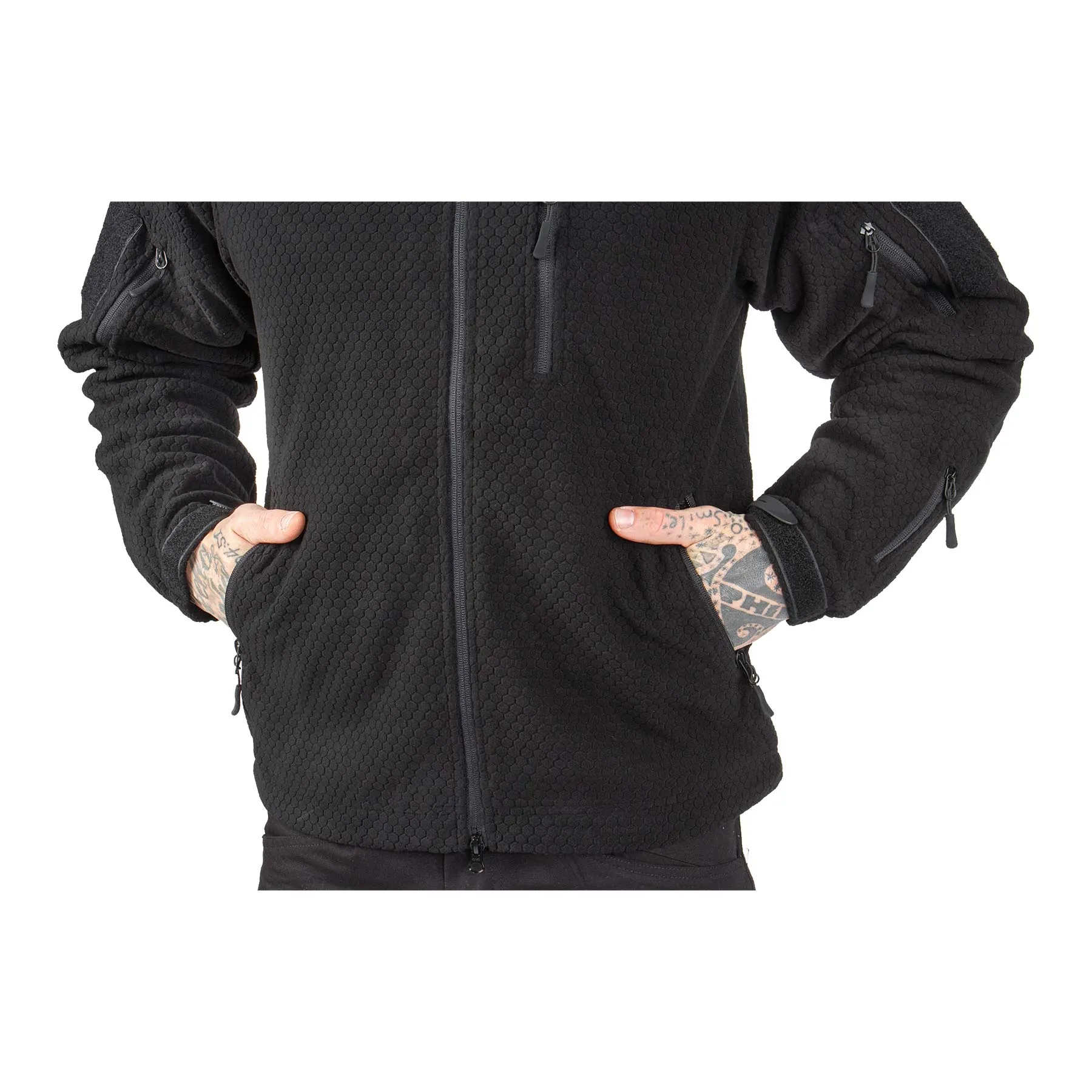 Hexagon Fleece Weste, Black Hexagon Fleece Weste, Black
