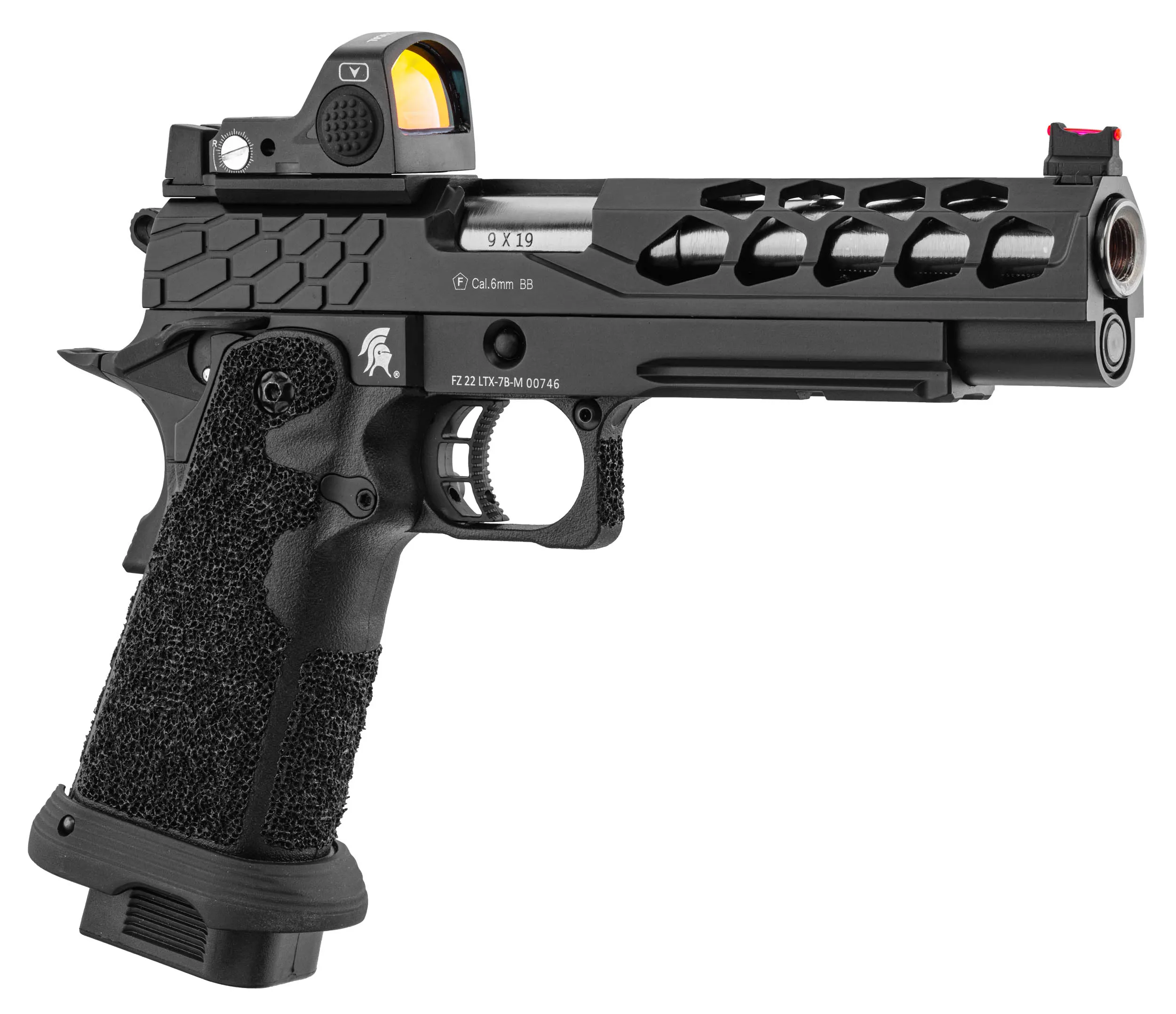 Lancer Tactical LTX-7B Stryk RMR Hi-Capa GBB Softairpistole, Black