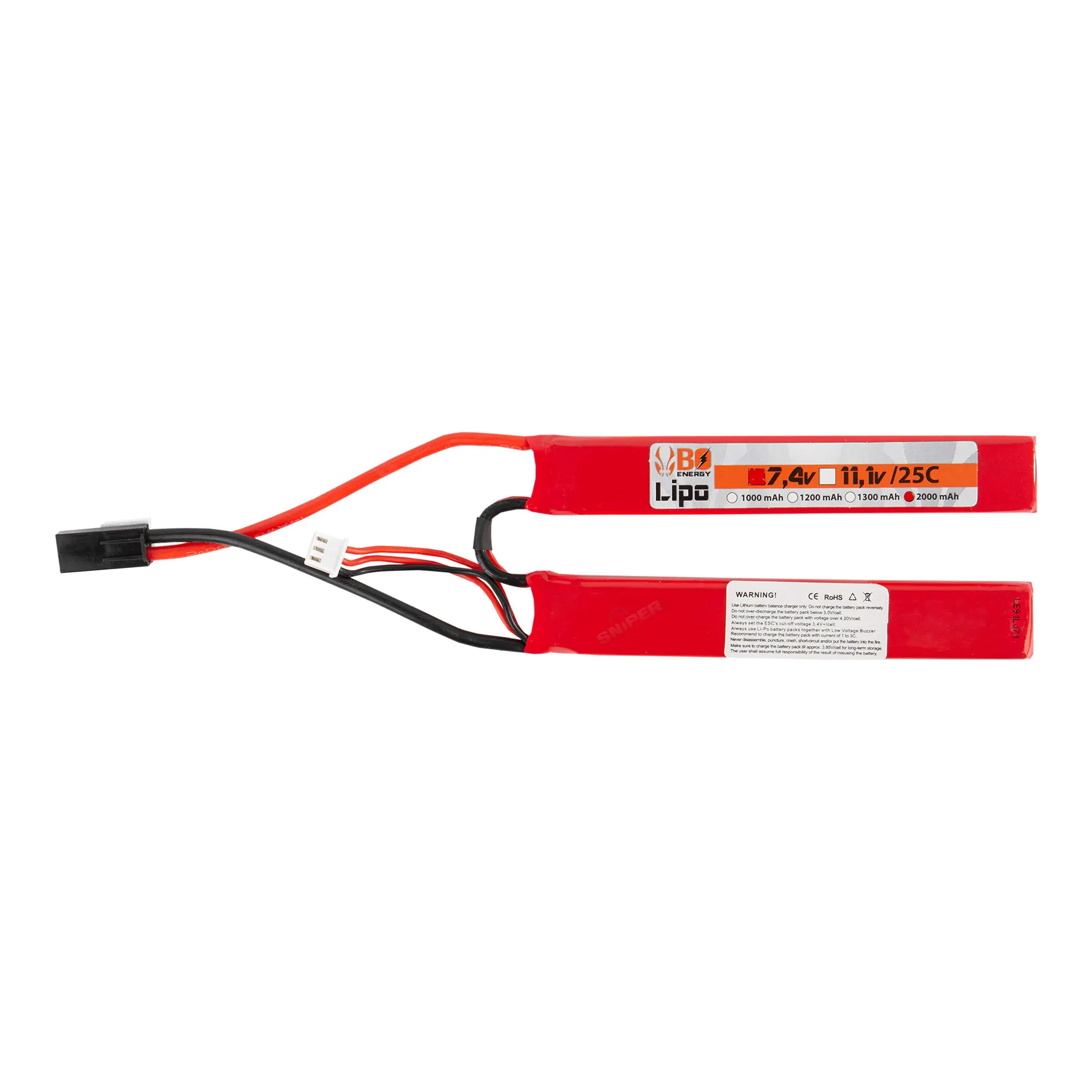 Tamiya 7,4V 2000mAh 25C LiPo Akku, 2 Sticks