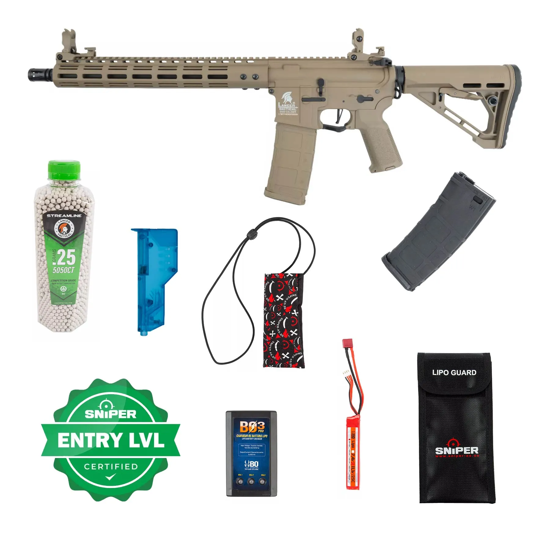 Einsteiger Set #1 - Lancer Archon Gen3 ETU M-Lok 14" M4 (S)AEG, Tan Einsteiger Set #1 - Lancer Archon Gen3 ETU M-Lok 14" M4 (S)AEG, Tan