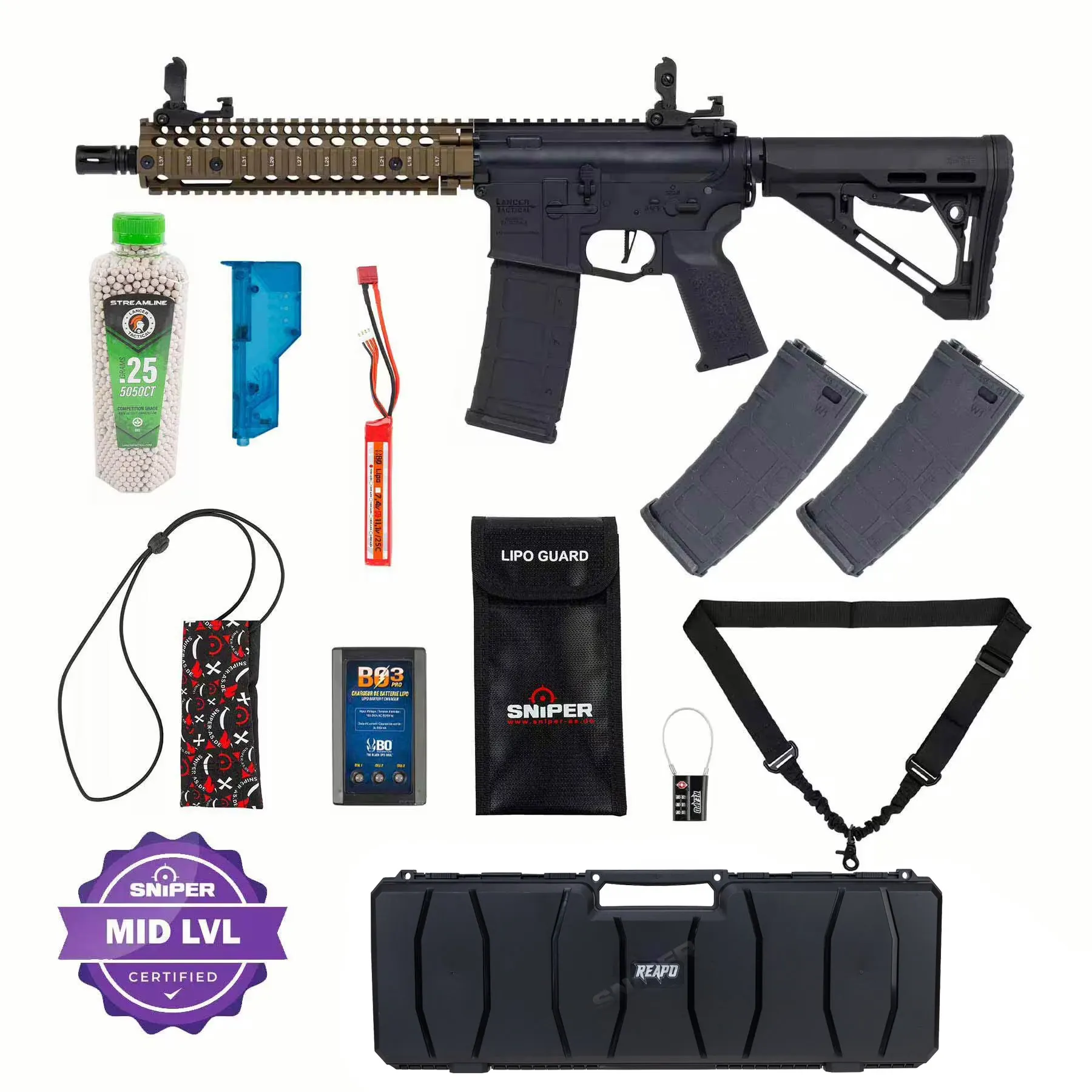 Einsteiger Set #4 - Lancer MK18 Gen3 ETU Full Metal (S)AEG, Black/Bronze