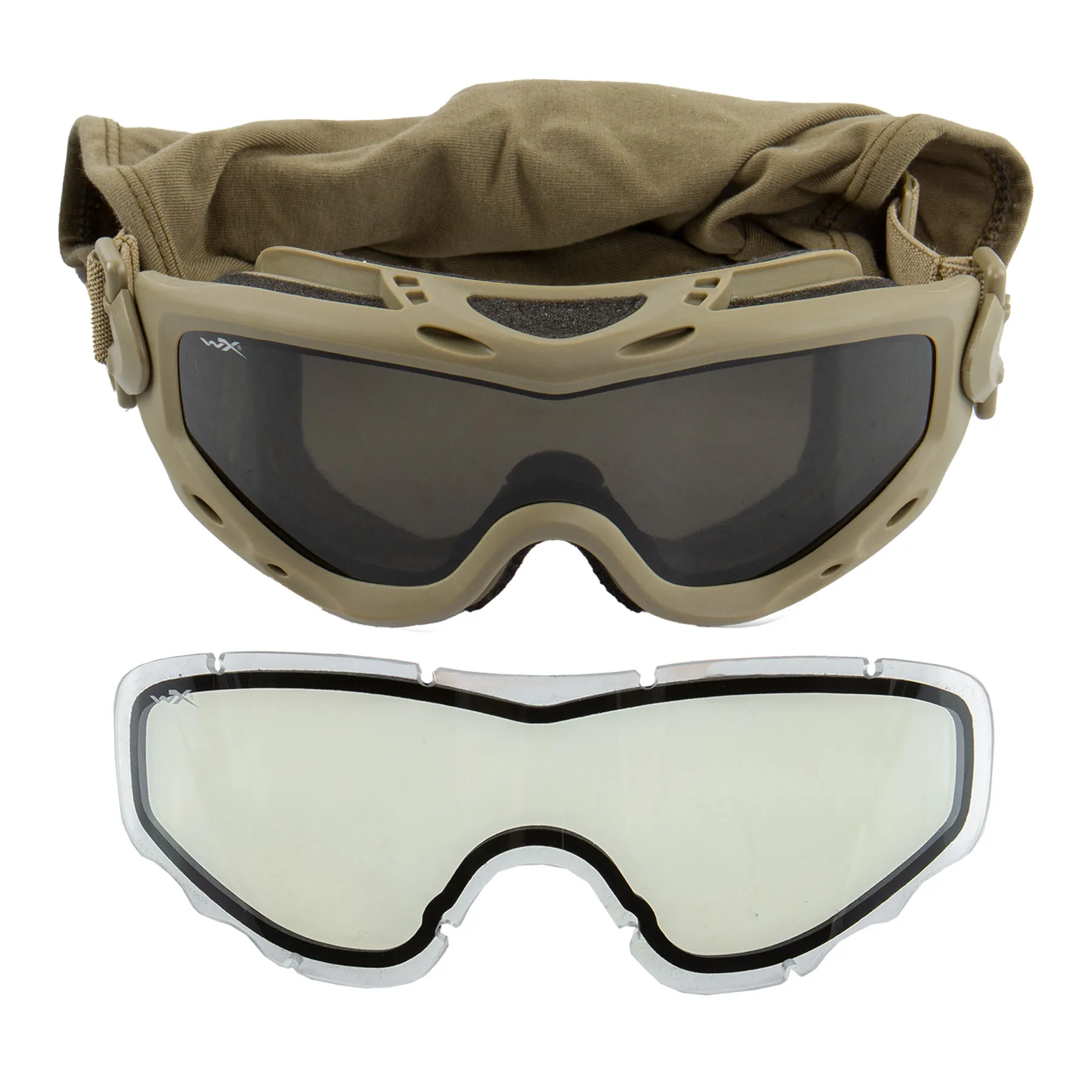 WileyX Tan Frame Spear Goggles, Grey/Clear Lens WileyX Tan Frame Spear Goggles, Grey/Clear Lens