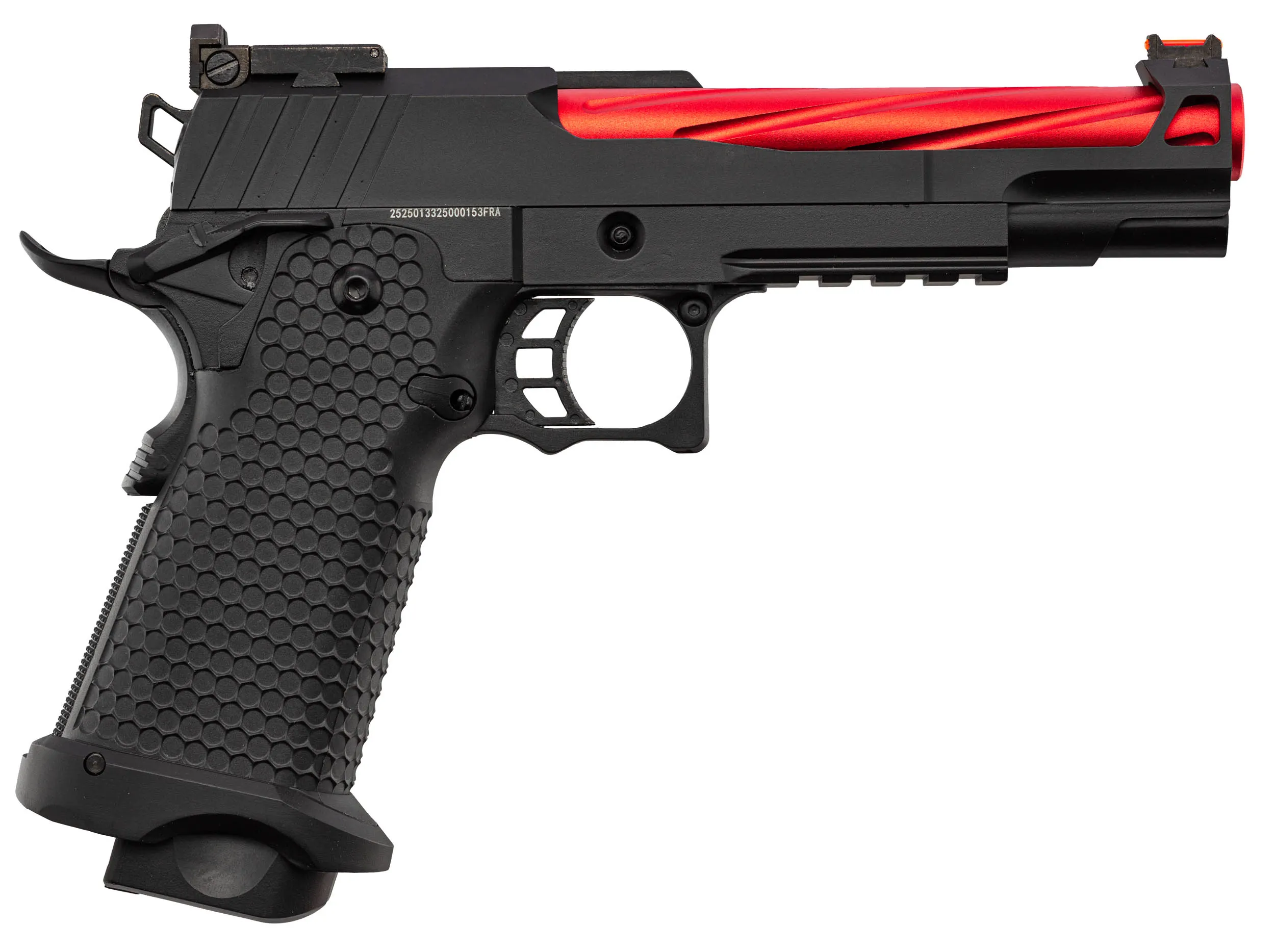 Golden Eagle 5.1 Hi-Capa Fluted GBB Airsoft Pistole, Black/Red
