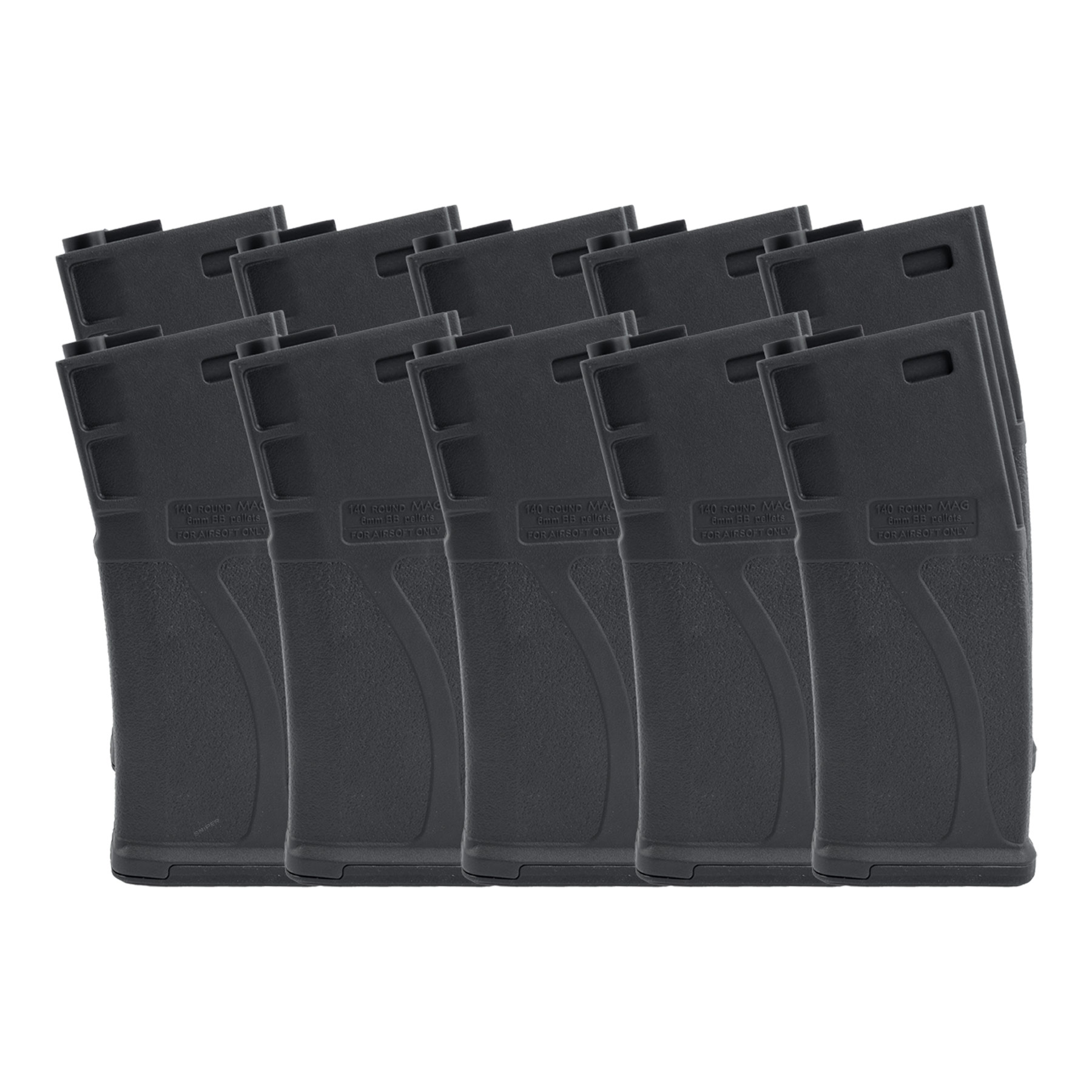 10er Set Mid-Cap 140 BB Magazine M4/M16, Black