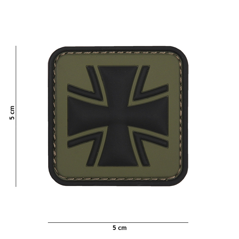 3D PVC Patch German Cross, Green