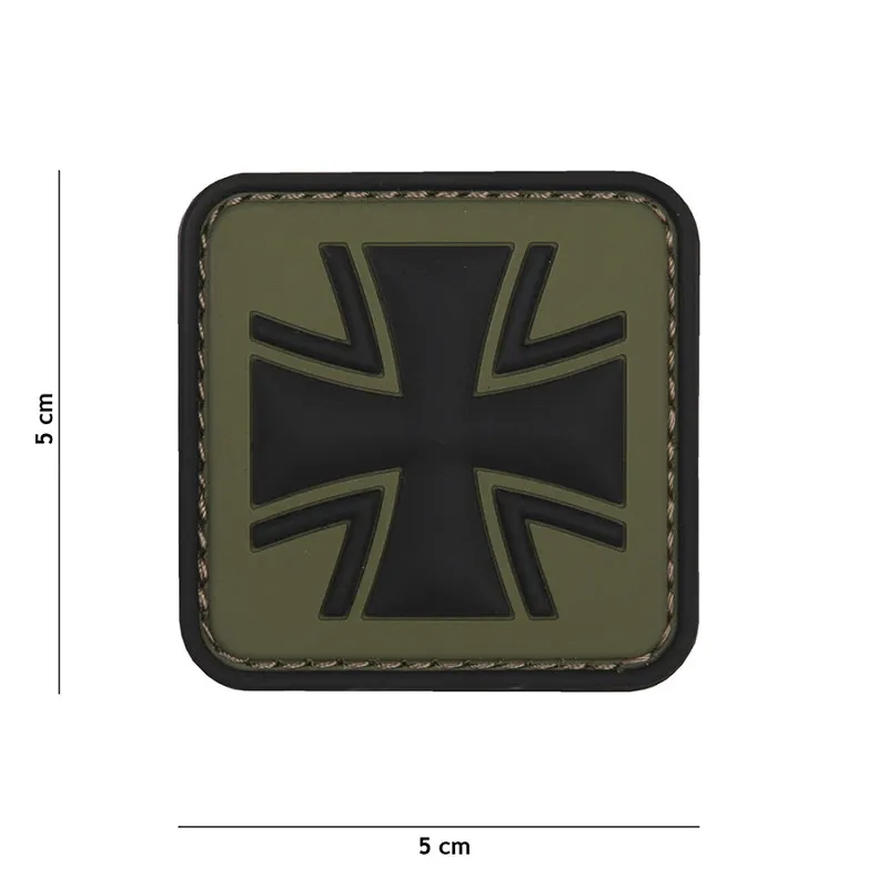 3D PVC Patch German Cross, Green 3D PVC Patch German Cross, Green