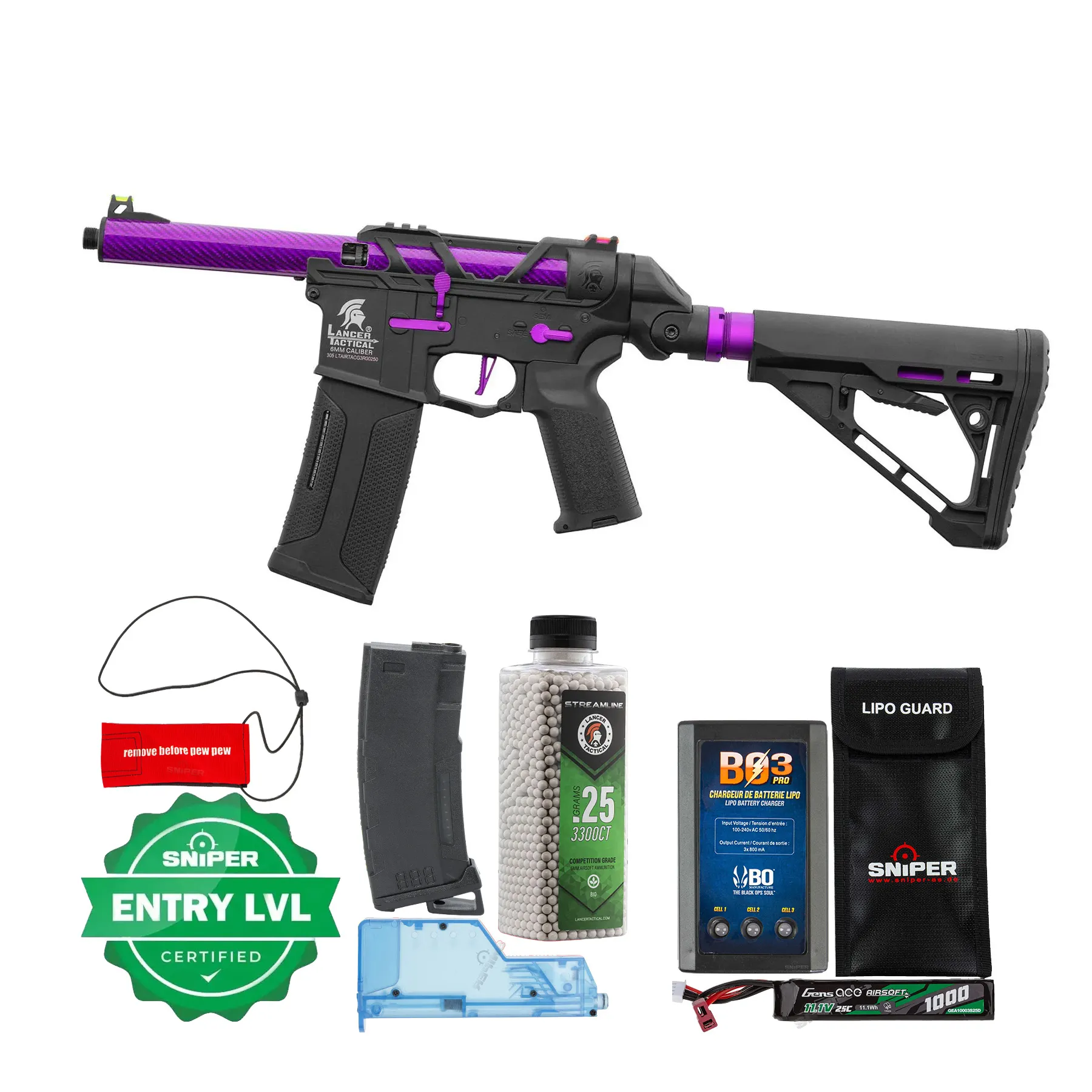 Einsteiger Set #1 - Lancer Tactical x AIRTAC M4 Speedsoft Gen3, Purple