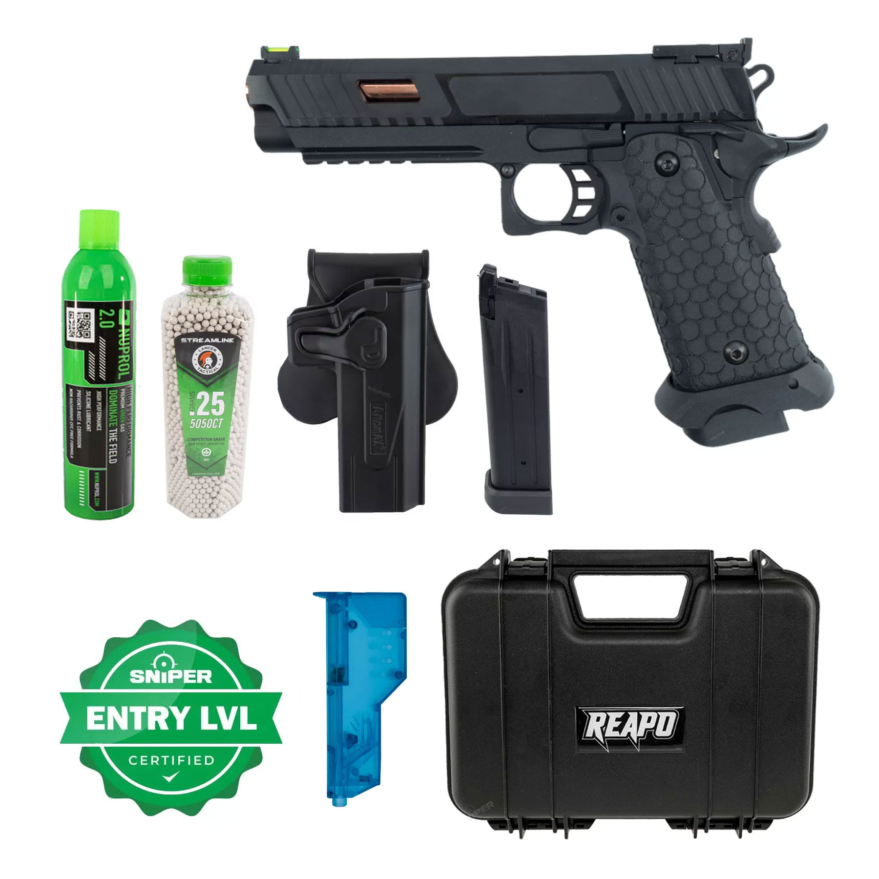 Einsteiger Set #1 - Reapo JW3 BABA YAGA Hi-Capa Softair Pistole, CO2 und Gas