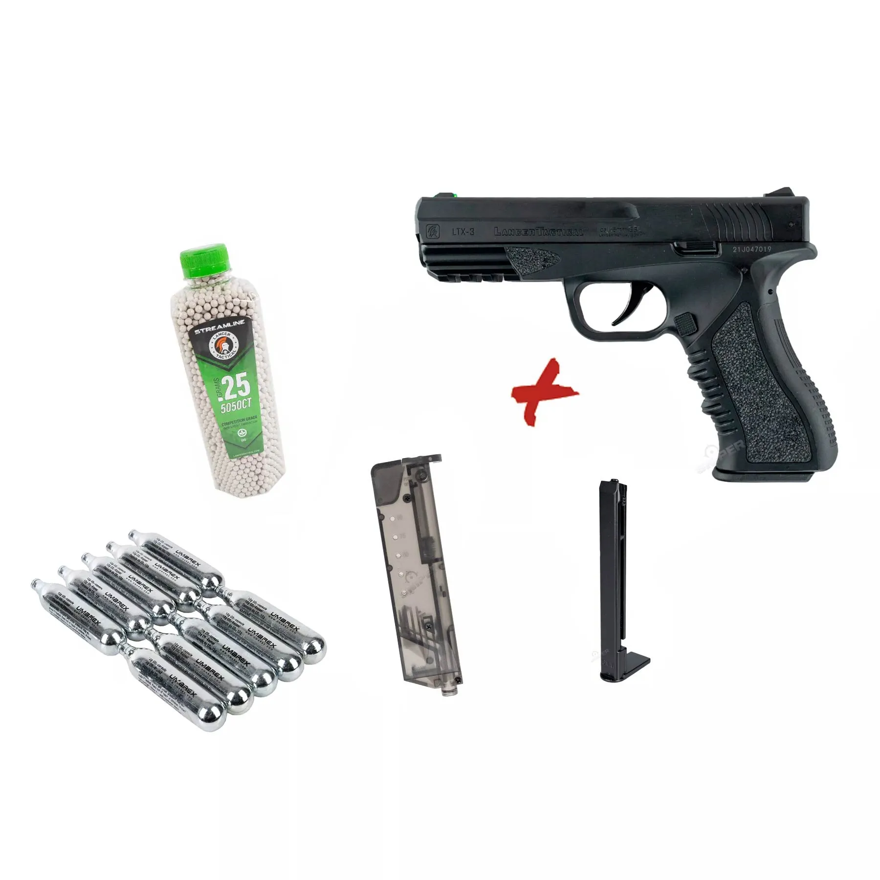 Bundle Deal #3 - Lancer Tactical LTX-3 Softairpistole, Co2 Bundle Deal #3 - Lancer Tactical LTX-3 Softairpistole, Co2