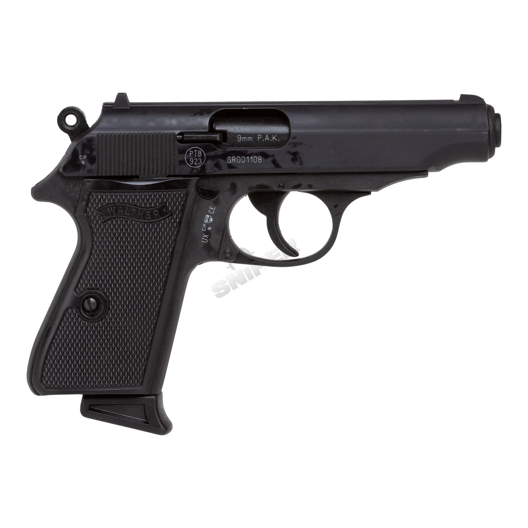 Walther PP 9mm P.A.K. Schreckschusspistole, Black