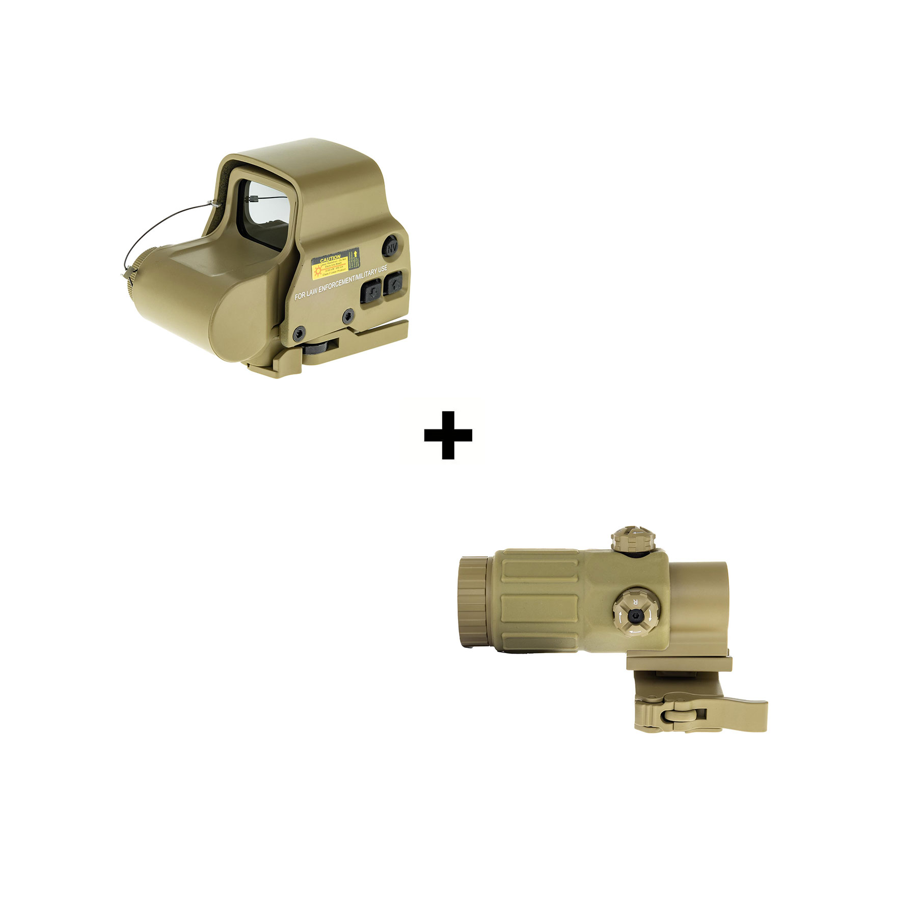 Reapo R558 Holo Red Dot Visier w/ 3x Magnifier, Tan