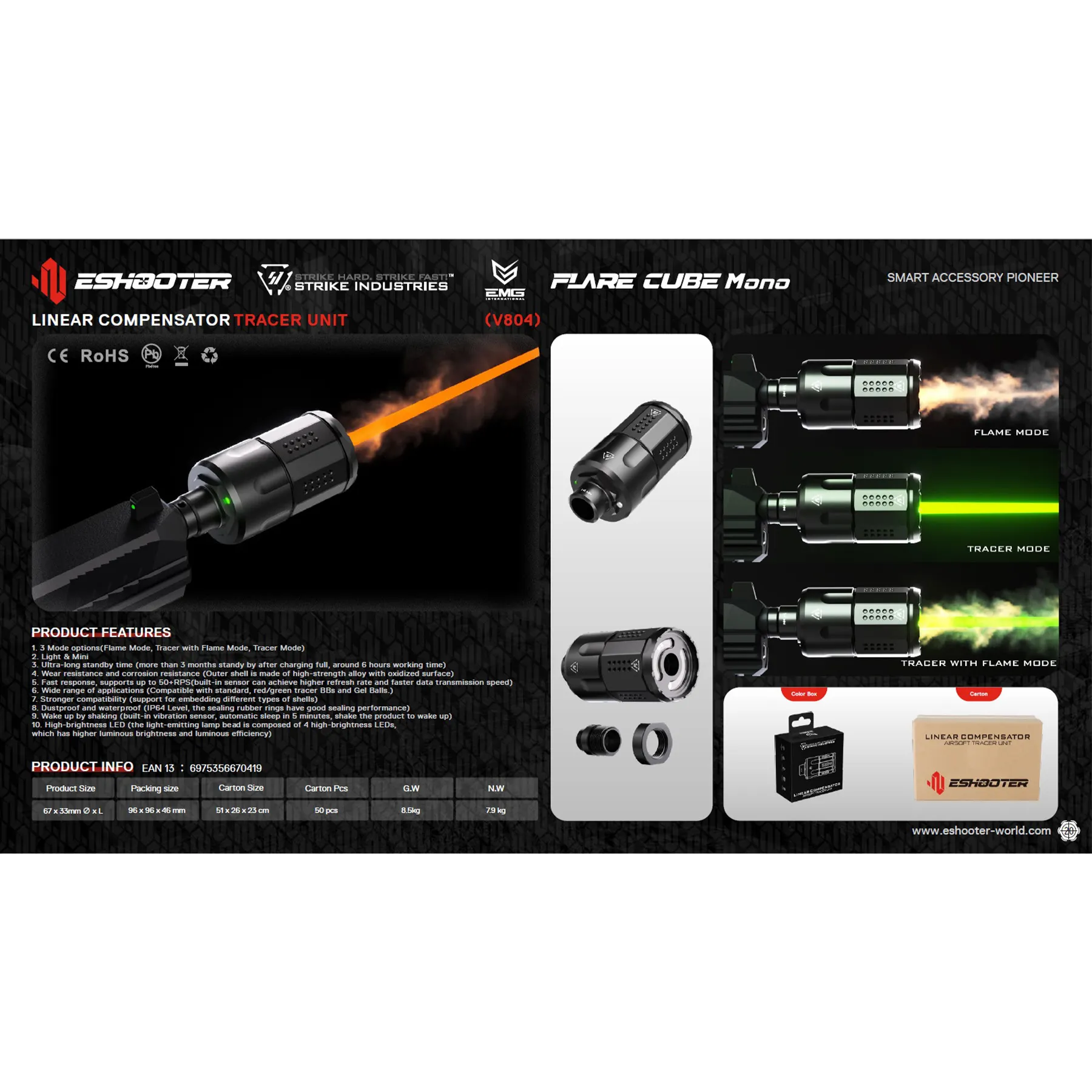 E-Shooter Tracer Unit Flare Mono, Black