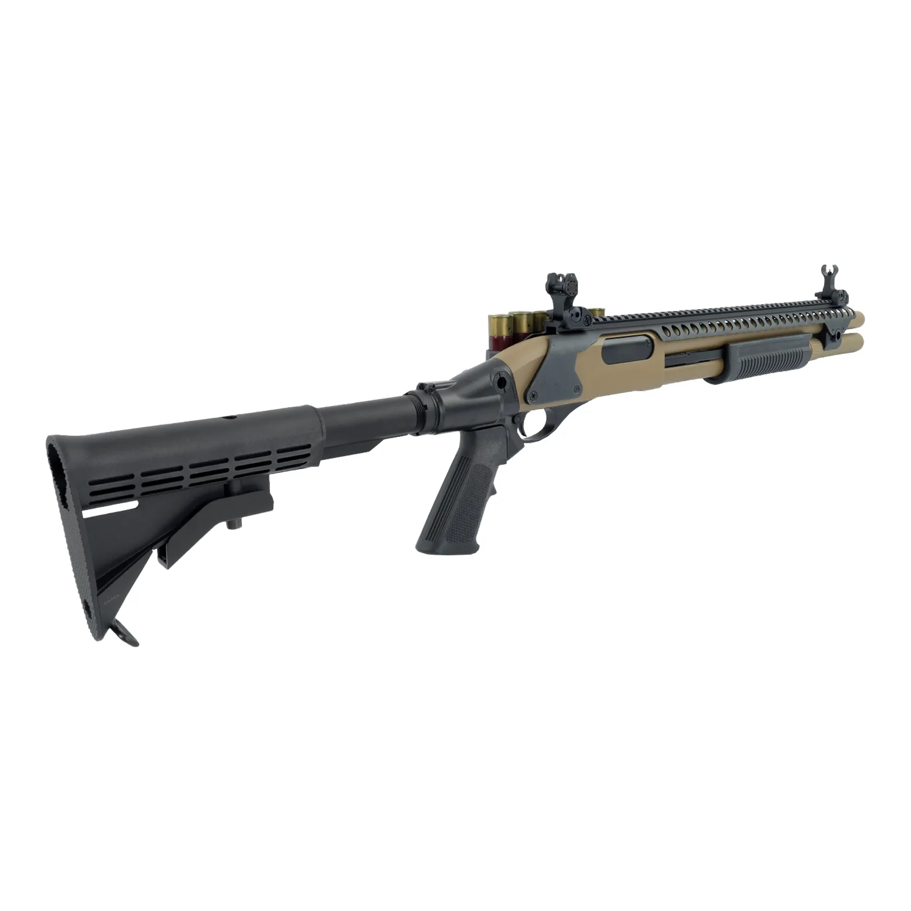 M870 AR Tactical Tri-Shot Gas Action Shotgun, Tan M870 AR Tactical Tri-Shot Gas Action Shotgun, Tan