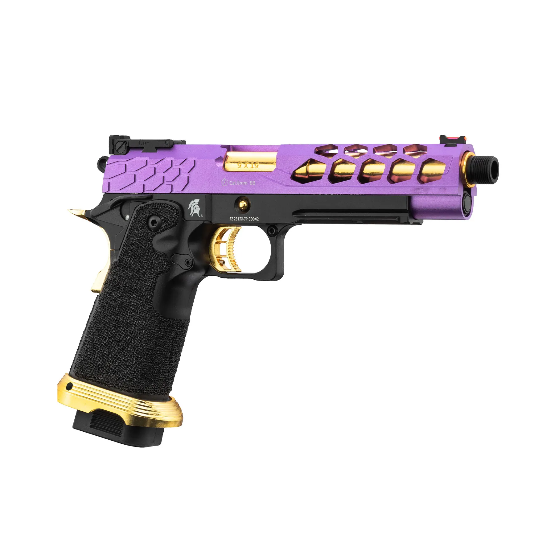 Lancer Tactical LTX-7B Stryk Hi-Capa GBB Softairpistole, Purple & Gold