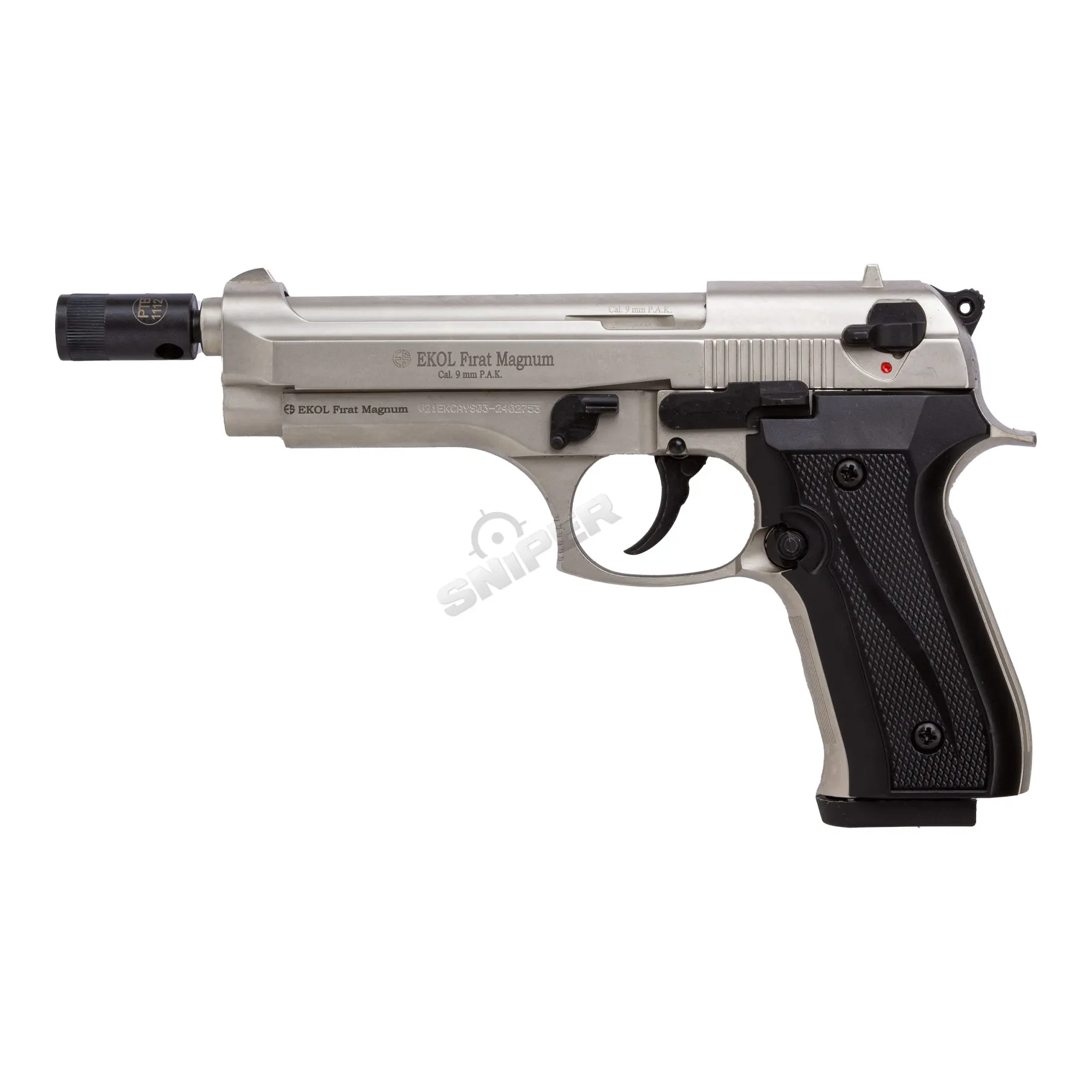 EKOL Firat 9mm P.A.K. Schreckschusspistole, Nickel Silvester Bundle #1 EKOL Firat 9mm P.A.K. Schreckschusspistole, Nickel