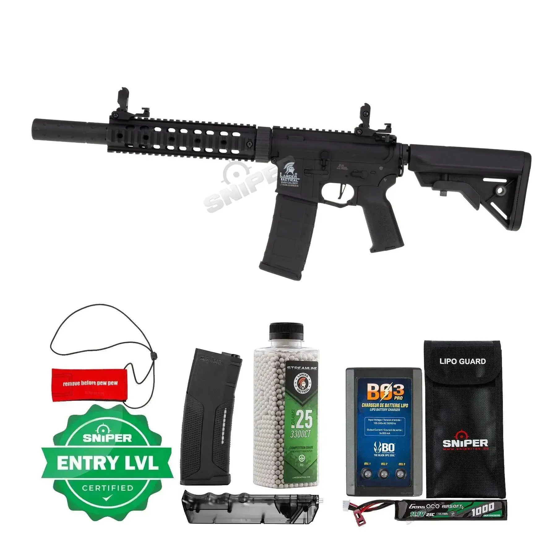 Einsteiger Set #1 - Lancer M4 SD Combo 14,5" w/ Nebula ETU (S)AEG, Black