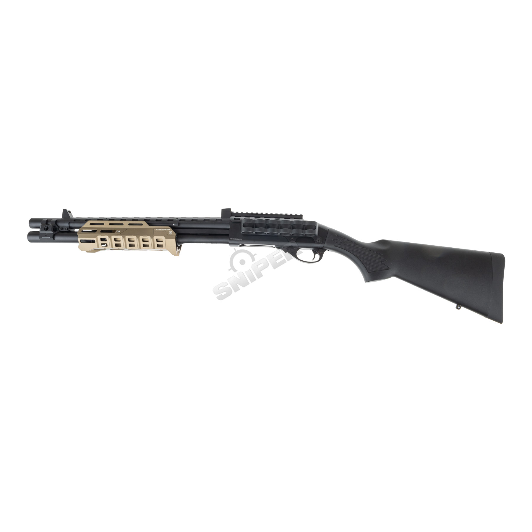 Golden Eagle M870 Strike Industries Action Pumpgun, Tan