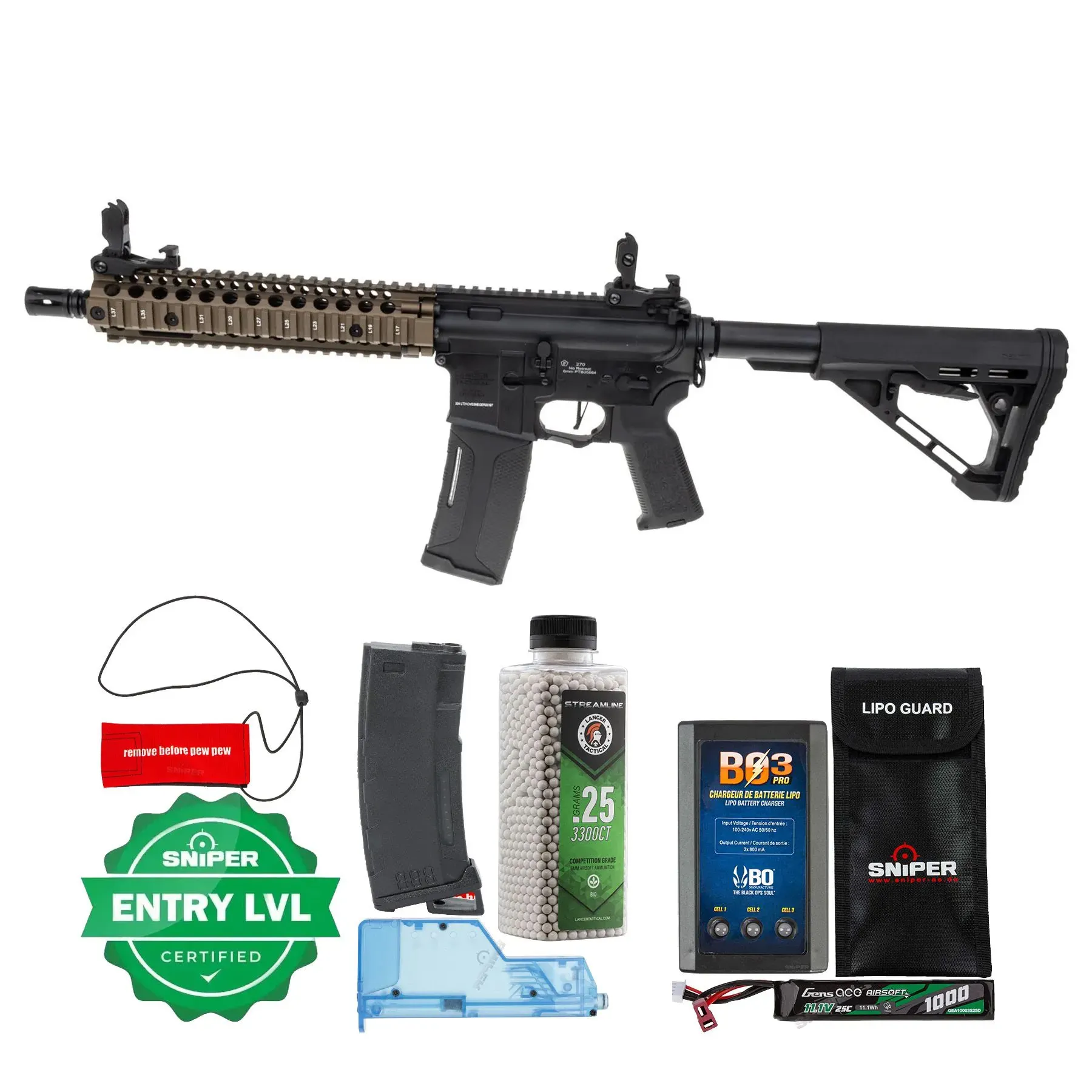 Einsteiger Set #1 - Lancer MK18 Gen3 New Version w/ ETU Full Metal (S)AEG, Black/Bronze