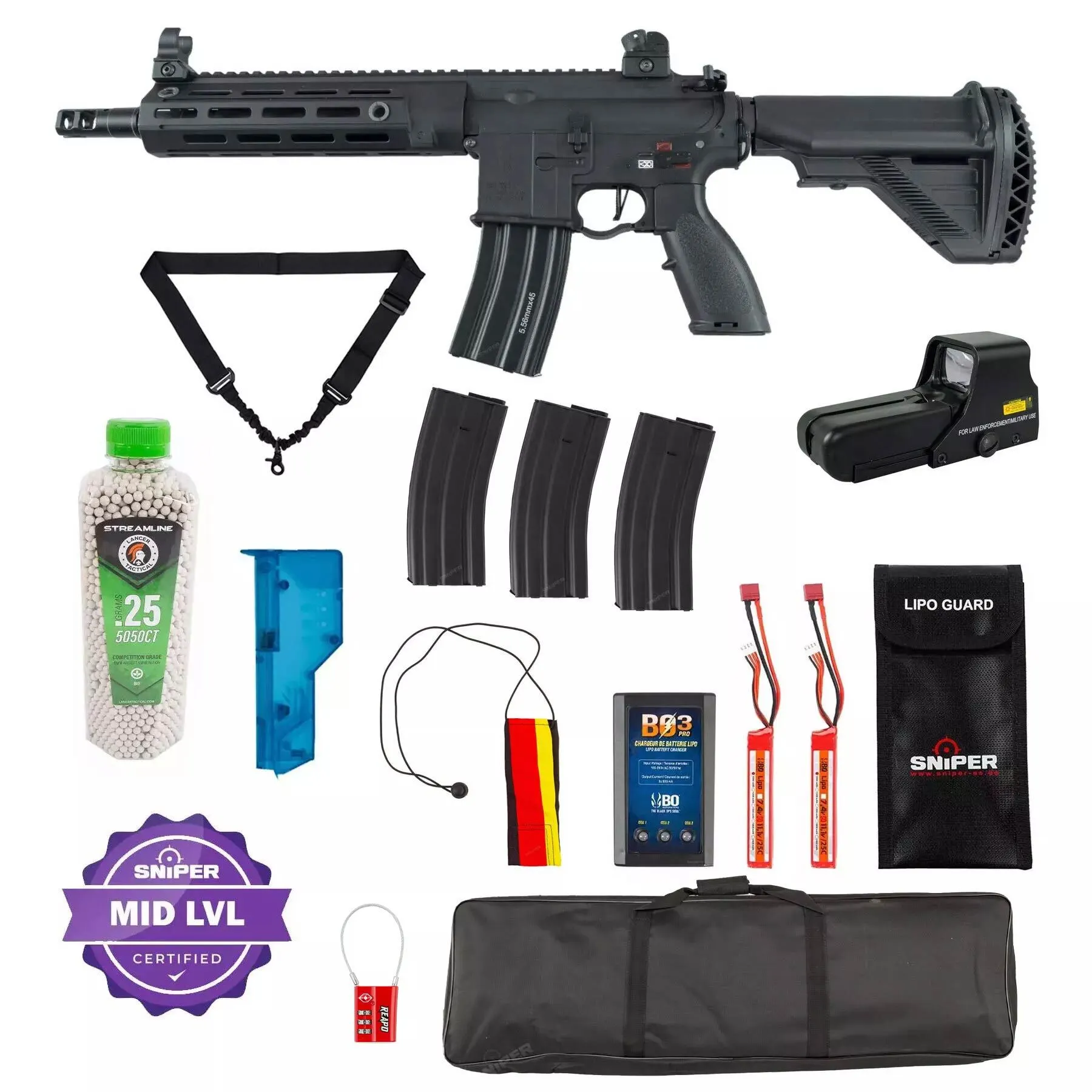 Einsteiger Set #3 - BO Delta 595 Elite Pro Full Metal M4 ETU 11" (S)AEG, Black