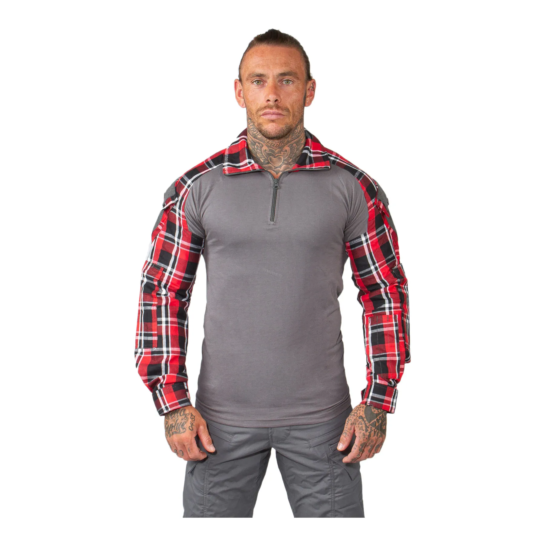Flannel Combat Shirt, Red XXL Flannel Combat Shirt, Red S
