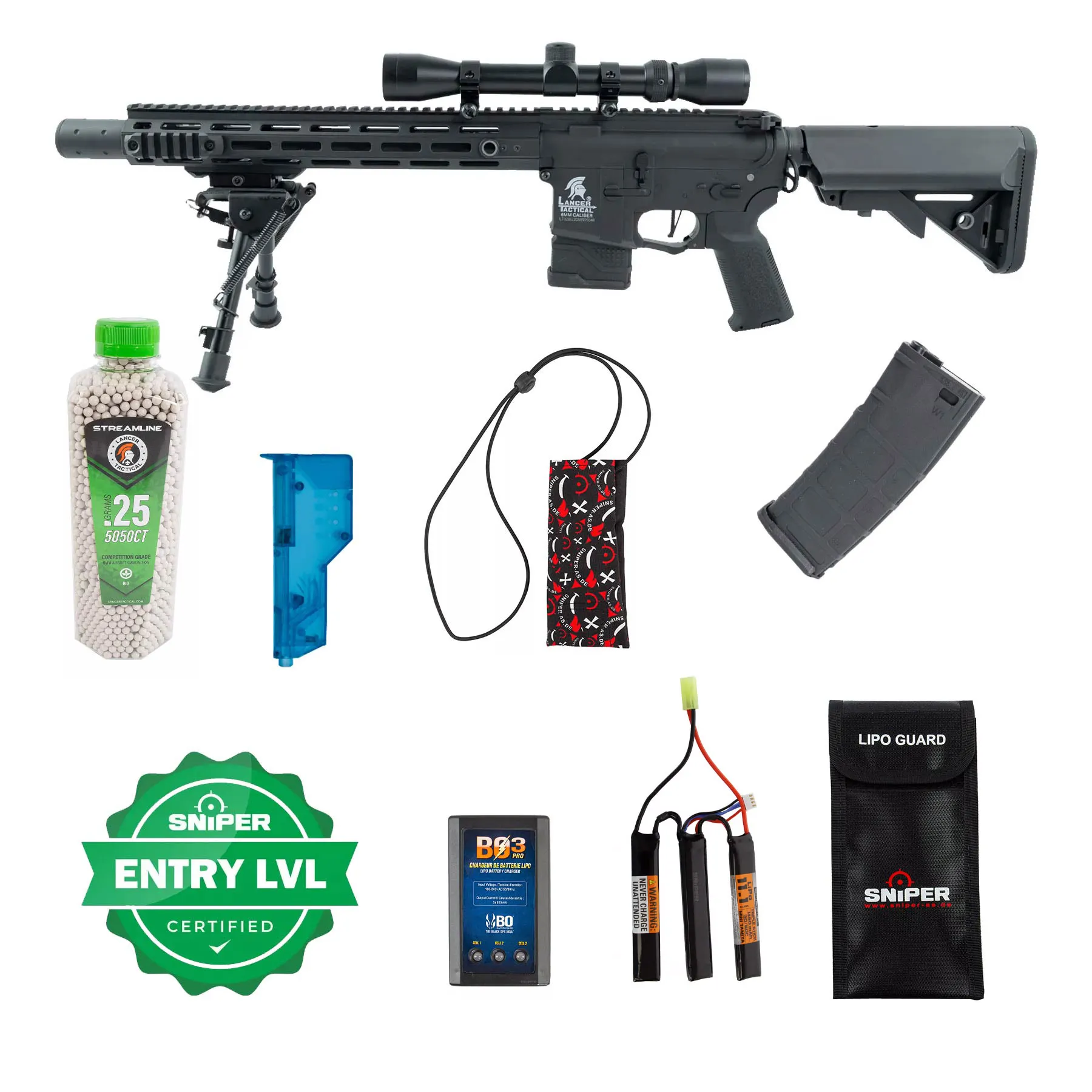 Einsteiger Set #1 - LT-32 DMR w/ Scope & Bipod (S)AEG, Black