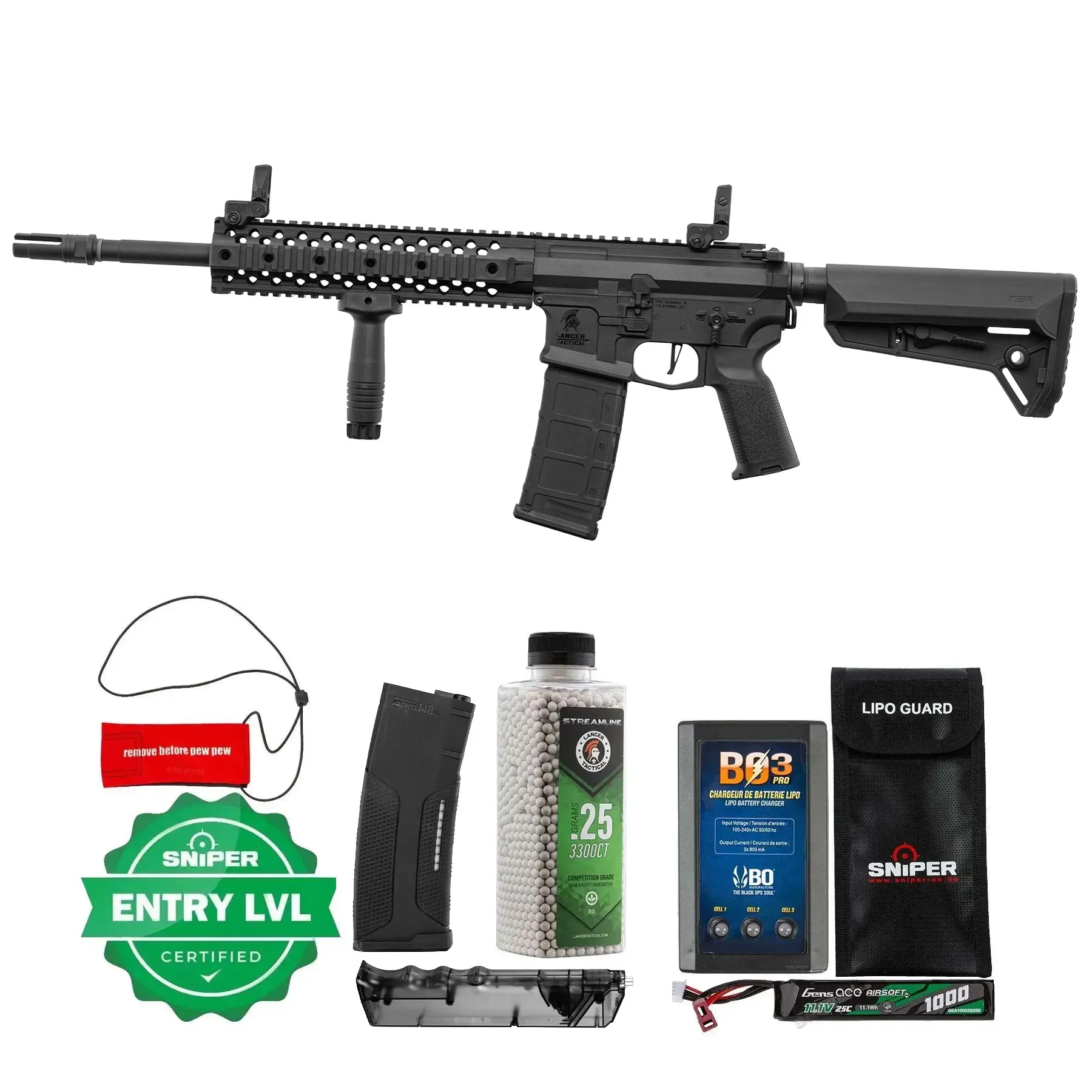 Einsteiger Set #1 - Lancer Tactical LT-12 M4 w/ ETU (S)AEG, Black