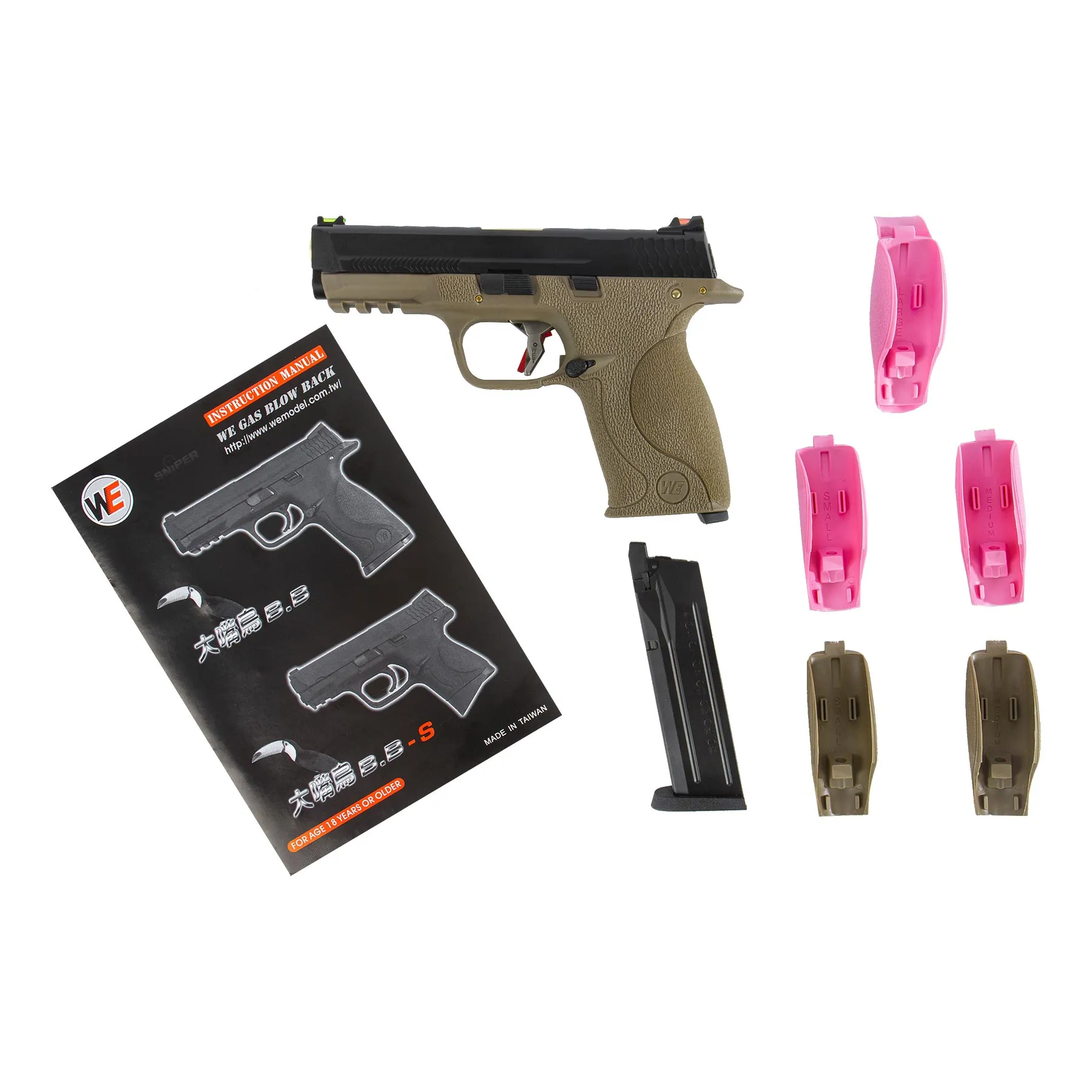 WE WET 05 BK Gold Barrel Full Metal FDE GBB Softair