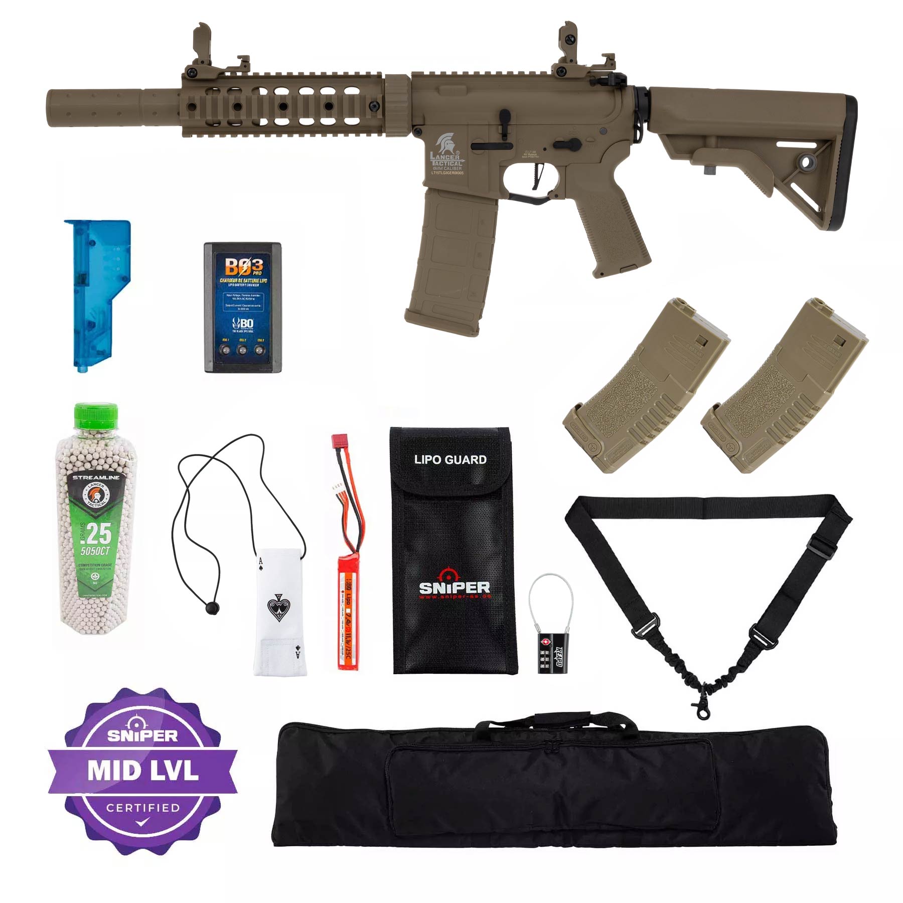 Einsteiger Set #3 - Lancer M4 SD w/ Nebula ETU (S)AEG, Tan