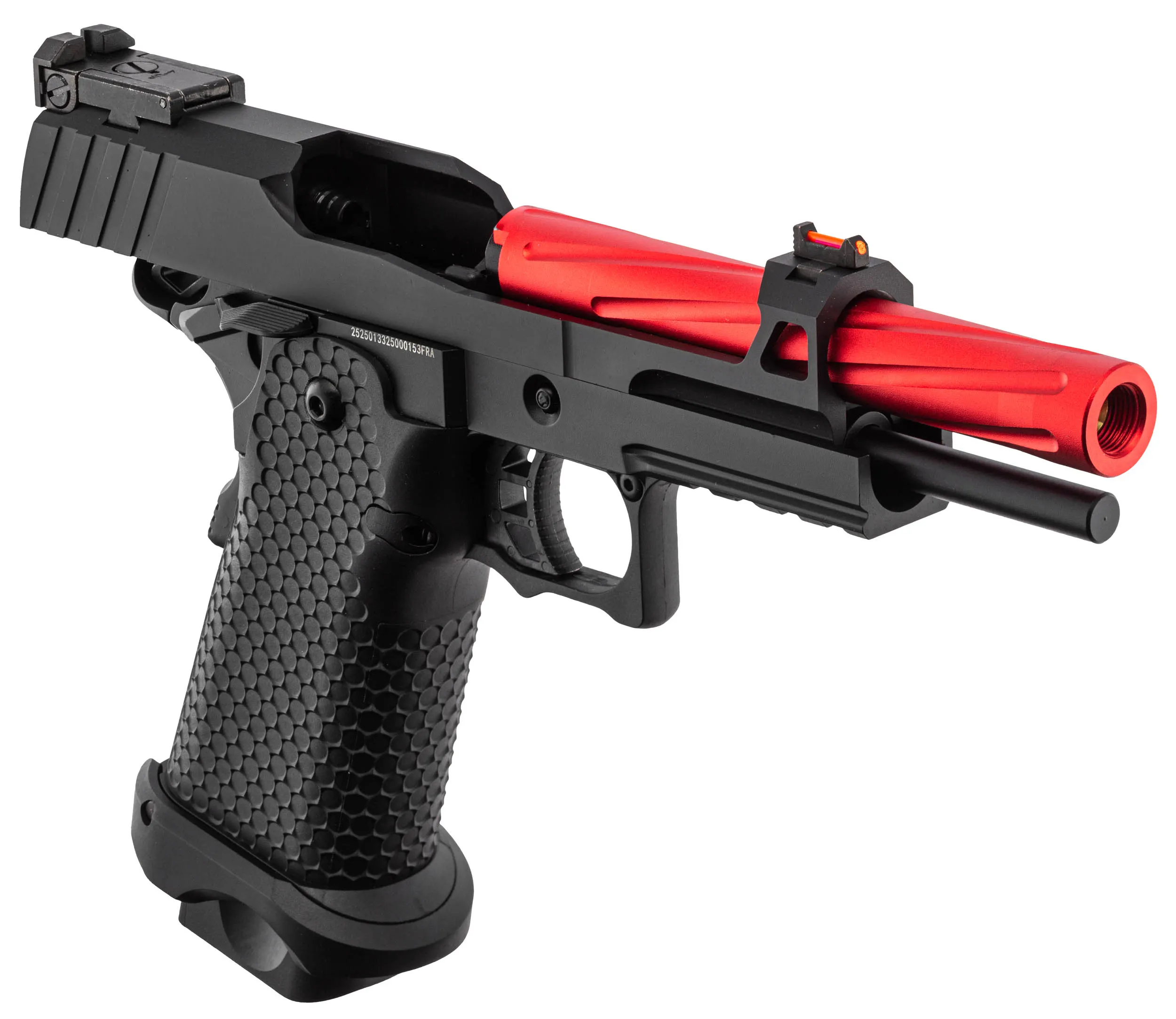 Golden Eagle 5.1 Hi-Capa Fluted GBB Airsoft Pistole, Black/Red