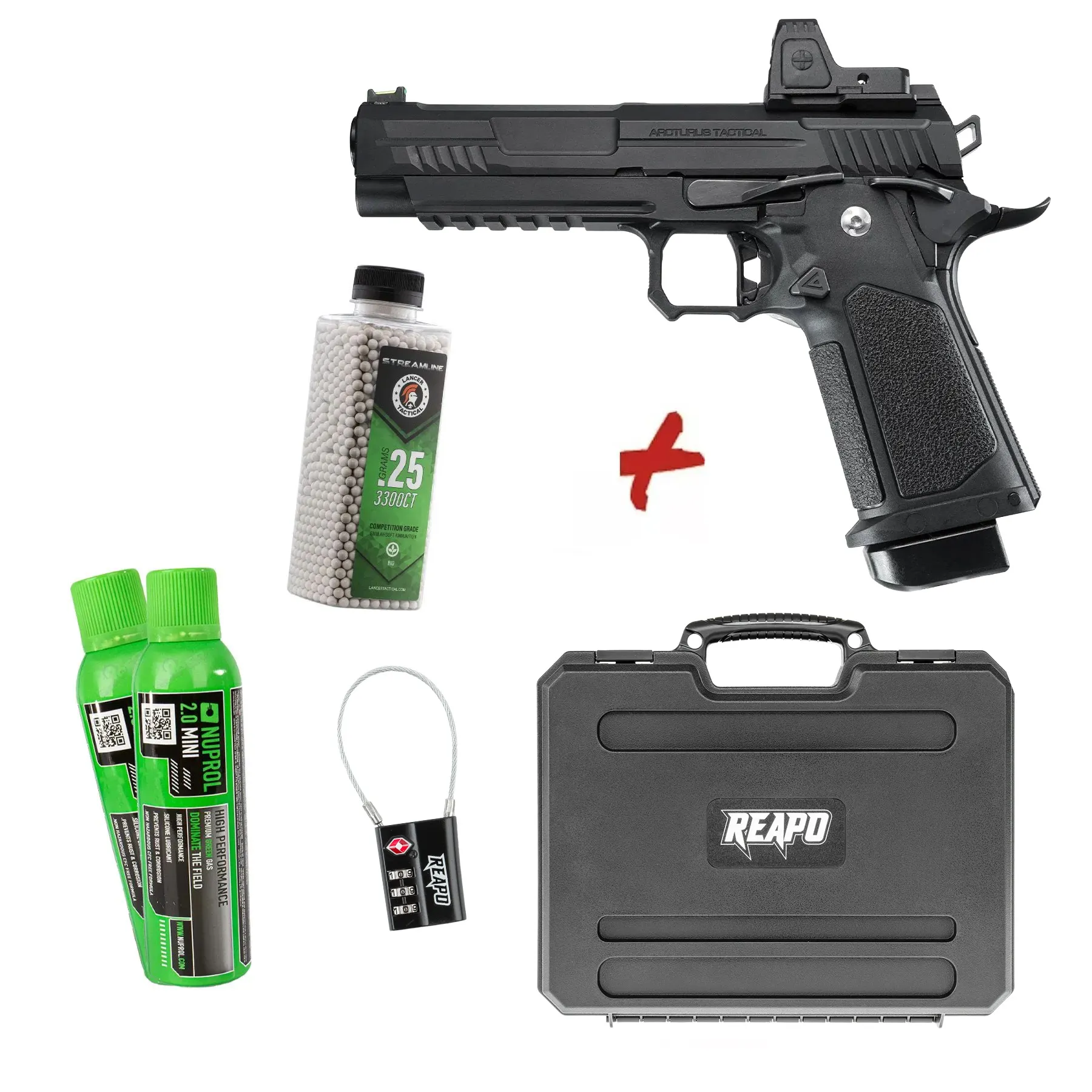 Bundle Deal - Arcturus Vanguard 5.1 Hi-Capa Optics Ready GBB Pistole, Black