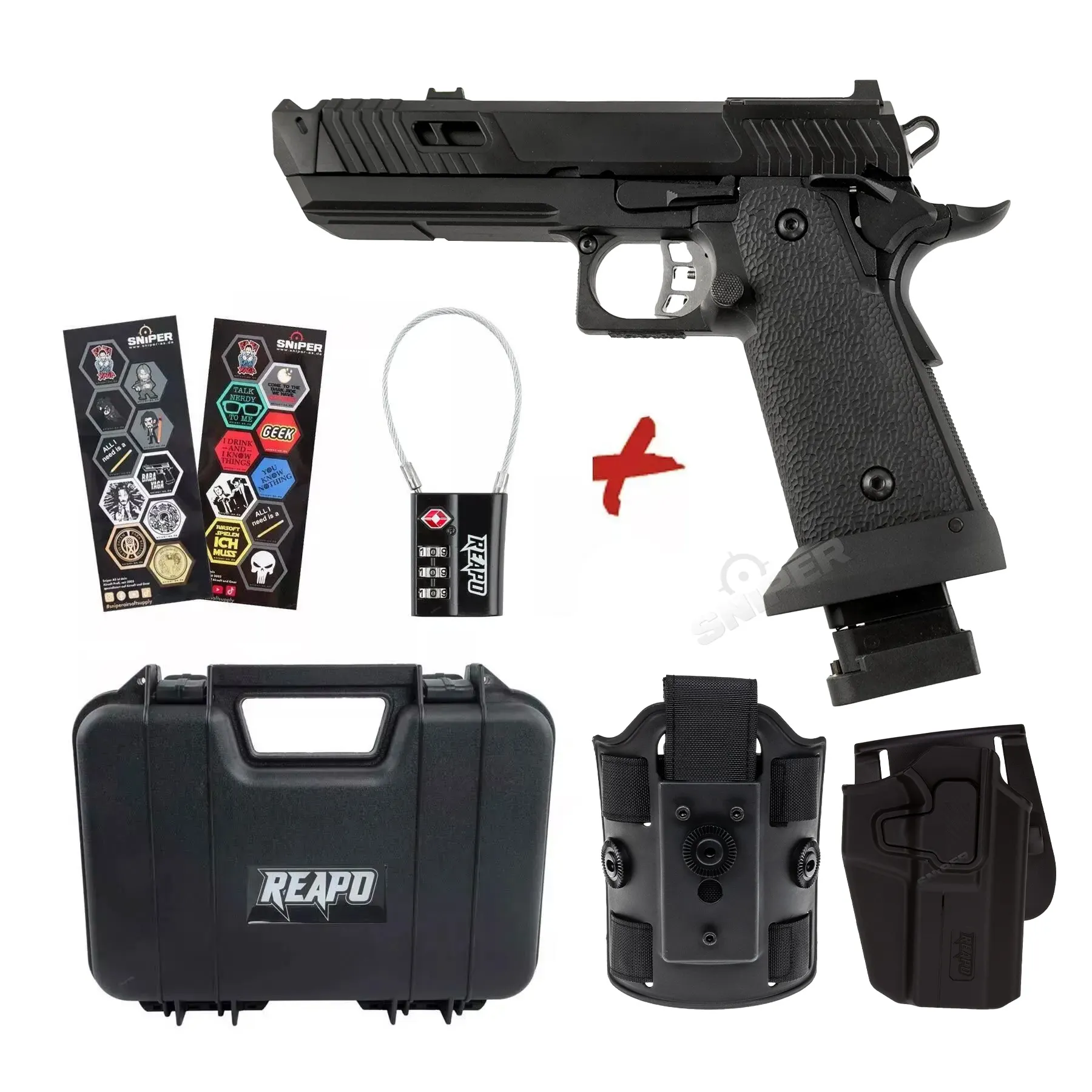 Bundle Deal #2 - Reapo Dark Viper Hi-Capa Softair Pistole, Co2 und Gas