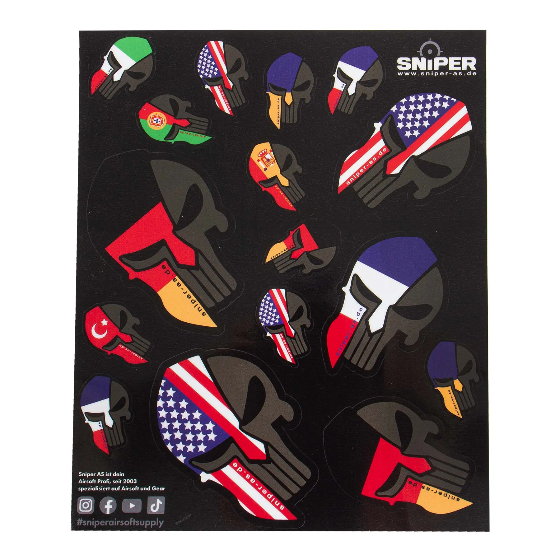 Aufkleber Set, Punisher Sparta Flag