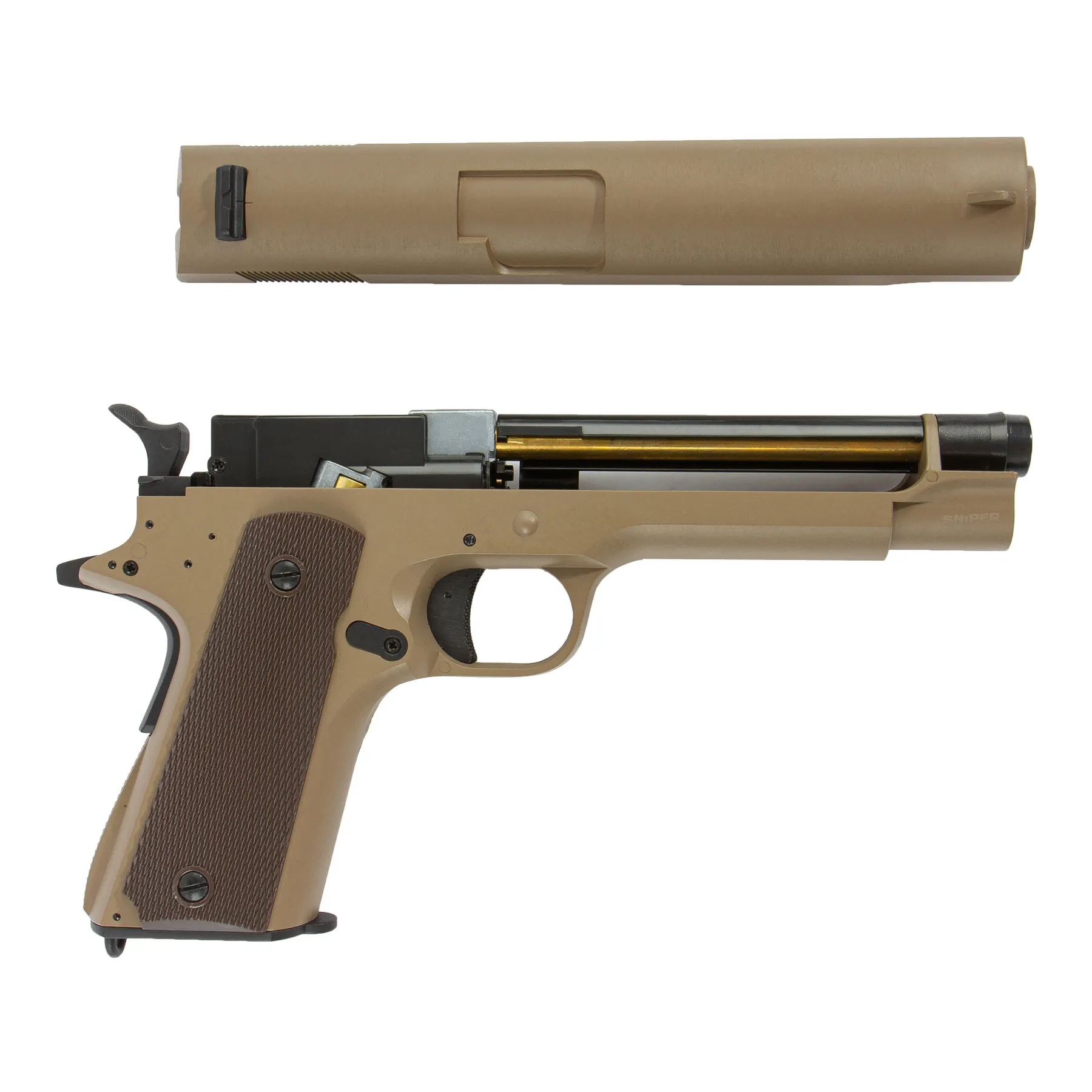 Cyma CM123 M1911 Tan AEP, 0,5 Joule Softair Pistole Cyma CM123 M1911 Tan AEP, 0,5 Joule Softair Pistole