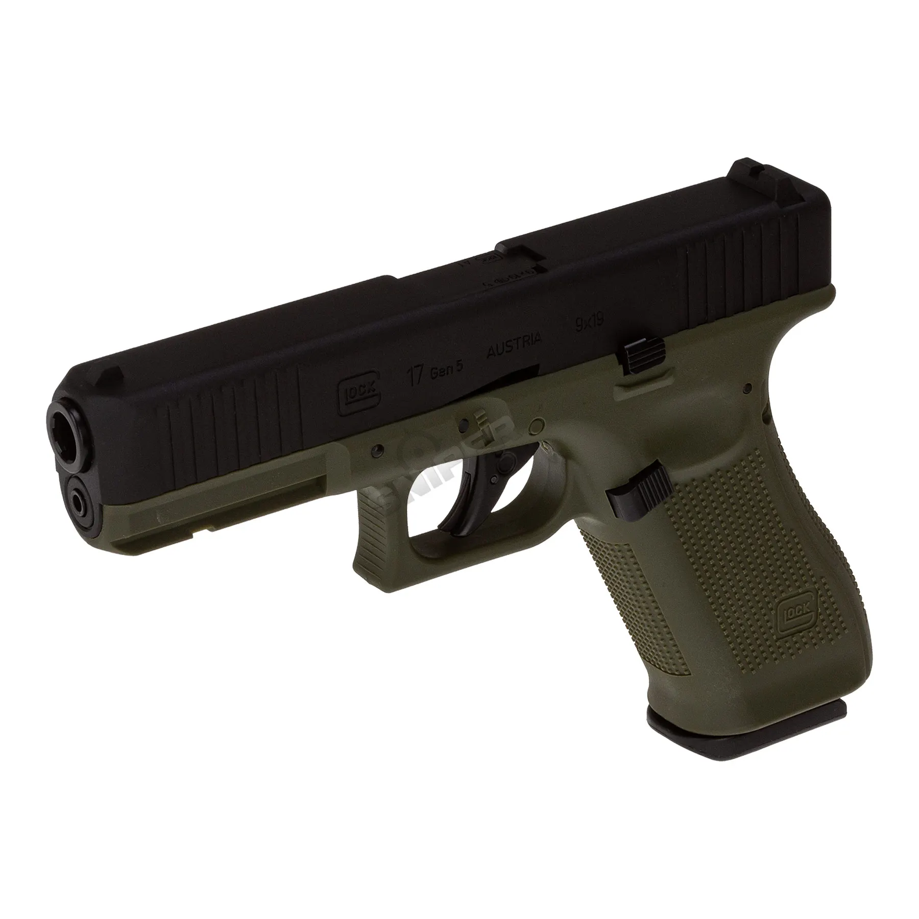Bundle Deal - Glock 17 Gen 5 GBB Softair Pistole, Black/Green Bundle Deal - Glock 17 Gen 5 GBB Softair Pistole, Black/Green