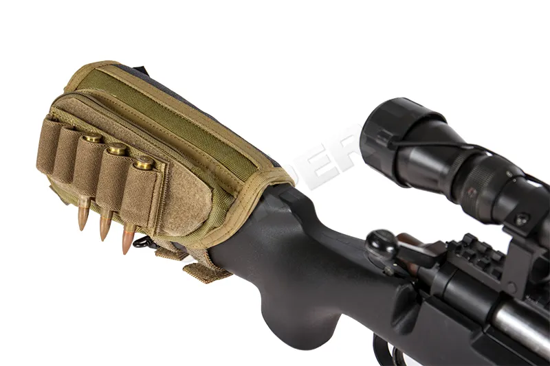 Sniper Rifle Stock Ammo Pouch, Khaki/Tan