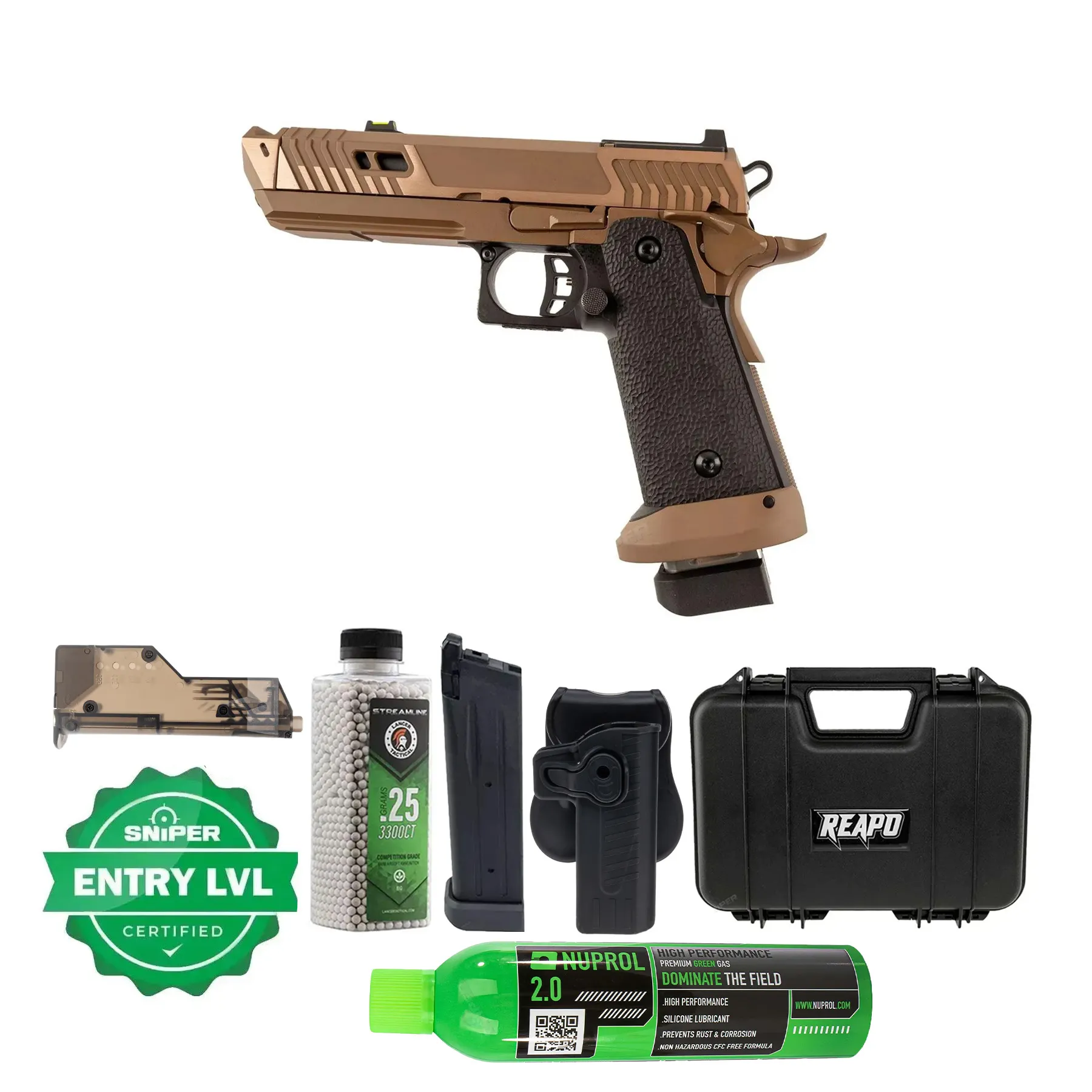 Einsteiger Set #1 - Reapo Sahara Viper Hi-Capa Softair Pistole, Co2 und Gas