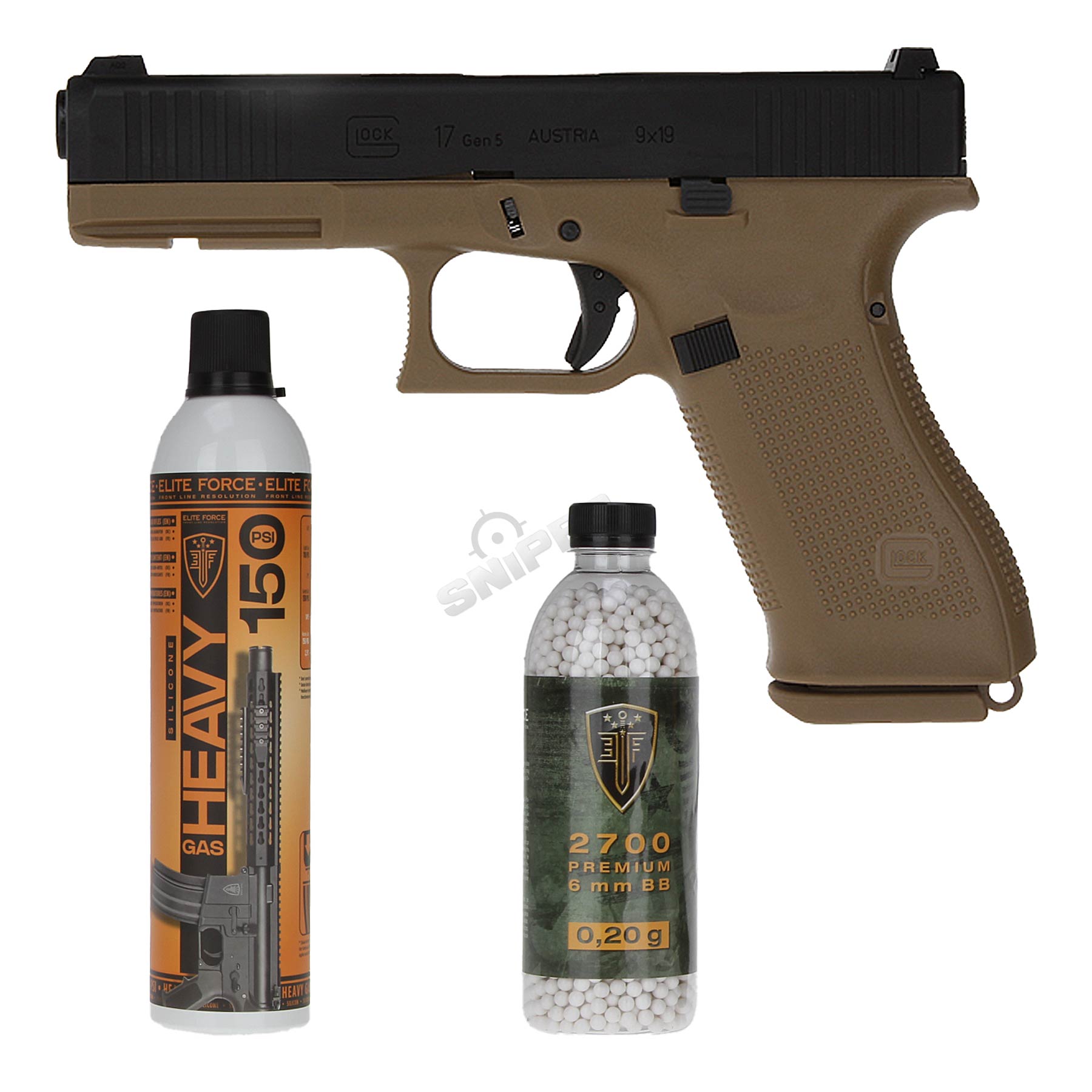 Bundle Deal - Glock 17 Gen 5 GBB Softair Pistole, French Army