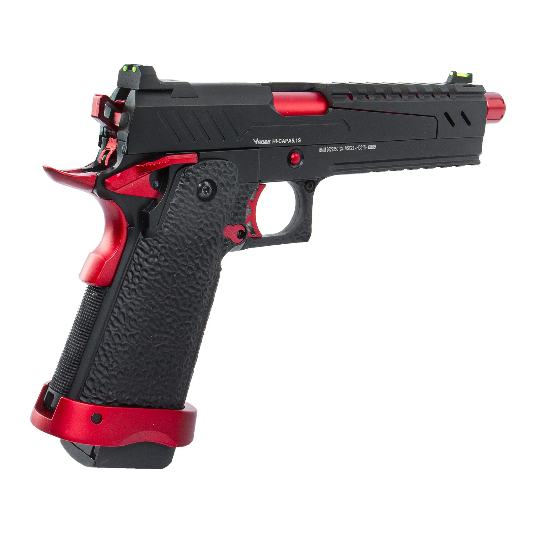 Vorsk Hi-Capa 5.1 Split Slide, Red/Black, GBB Vorsk Hi-Capa 5.1 Split Slide, Red/Black, GBB