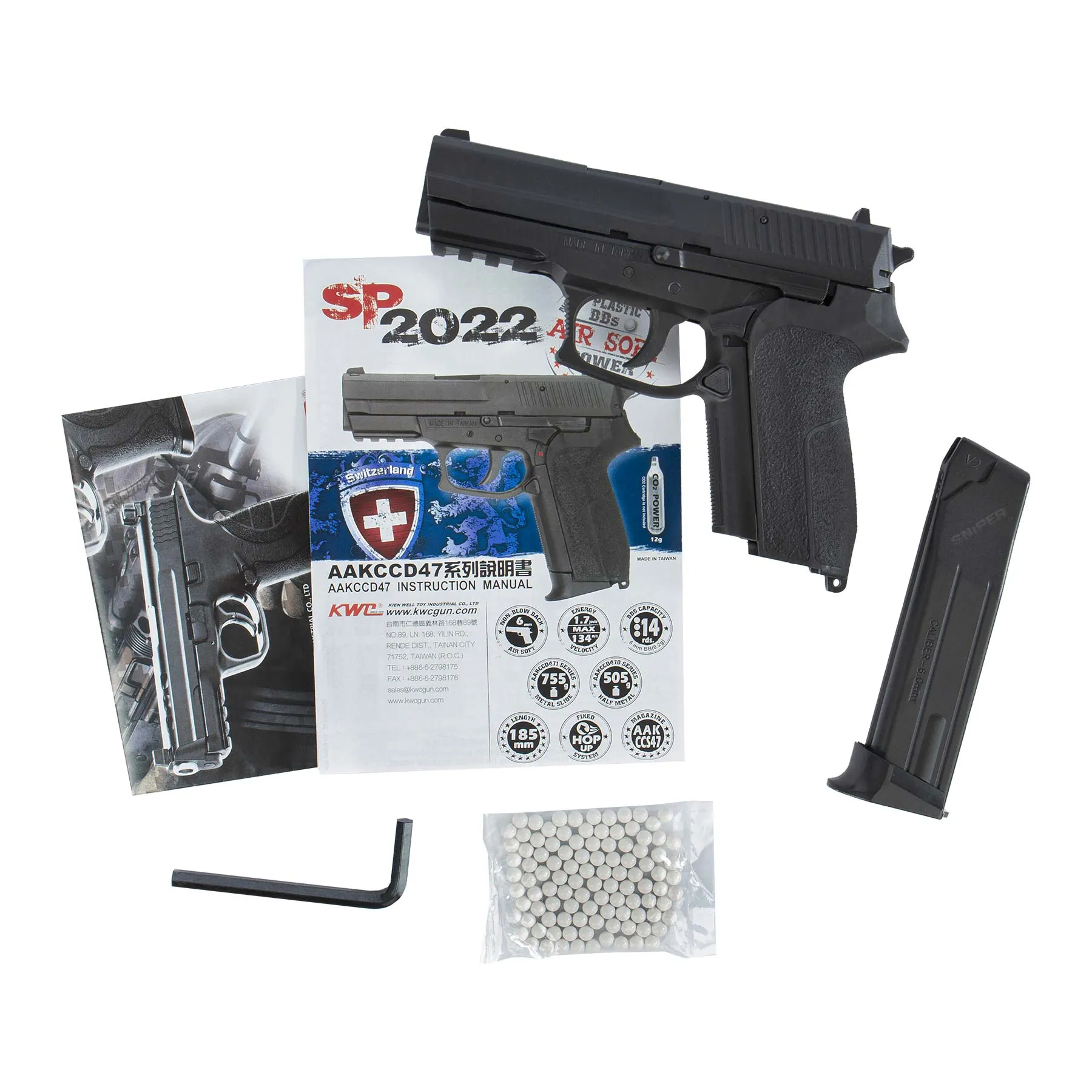 KWC SP2022 V2 Full Metal CO2 NBB Softair Pistole